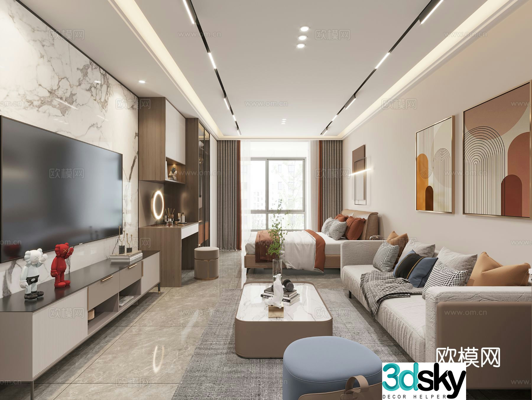 Modern bachelor apartment 3d model