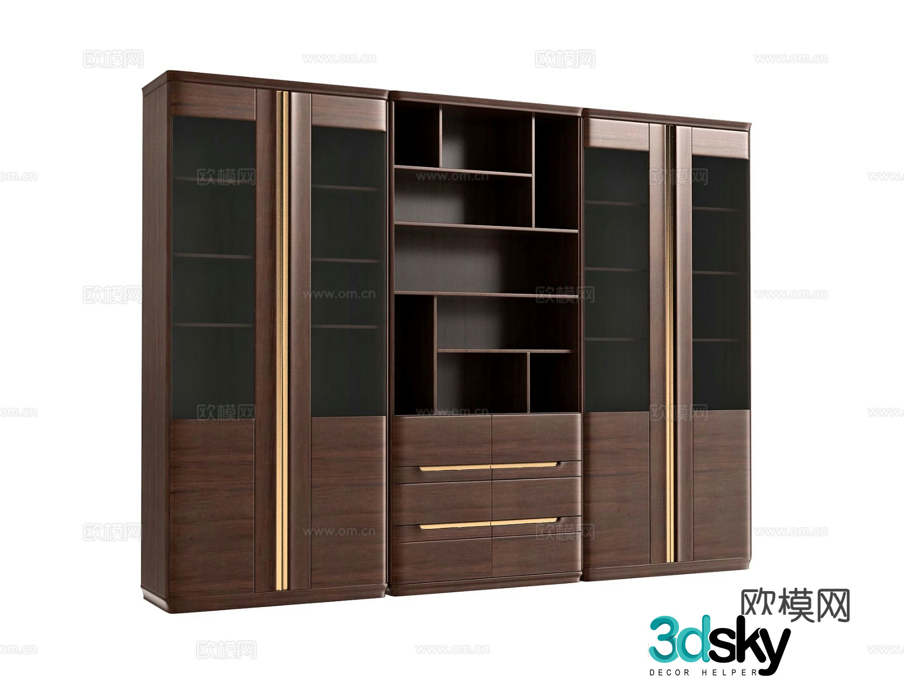 New Chinese style finished bookcase 3d model