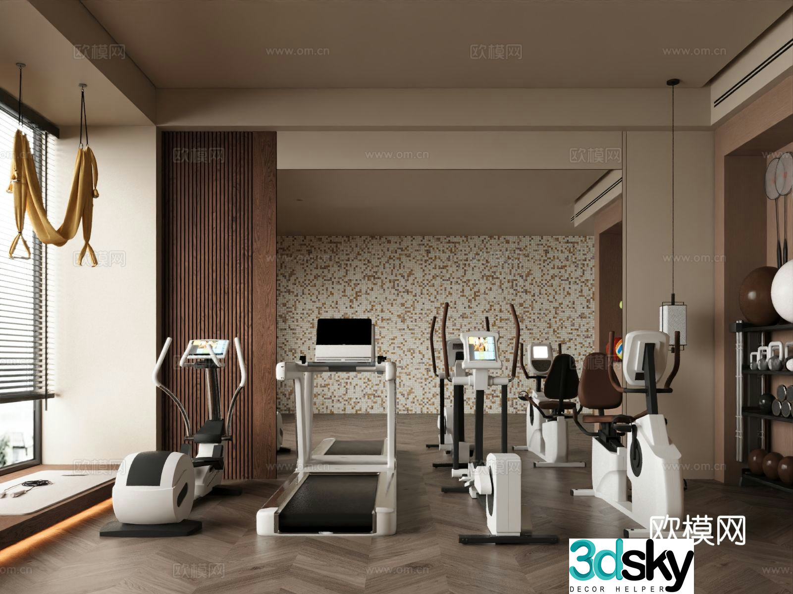 Modern home gym 3d model