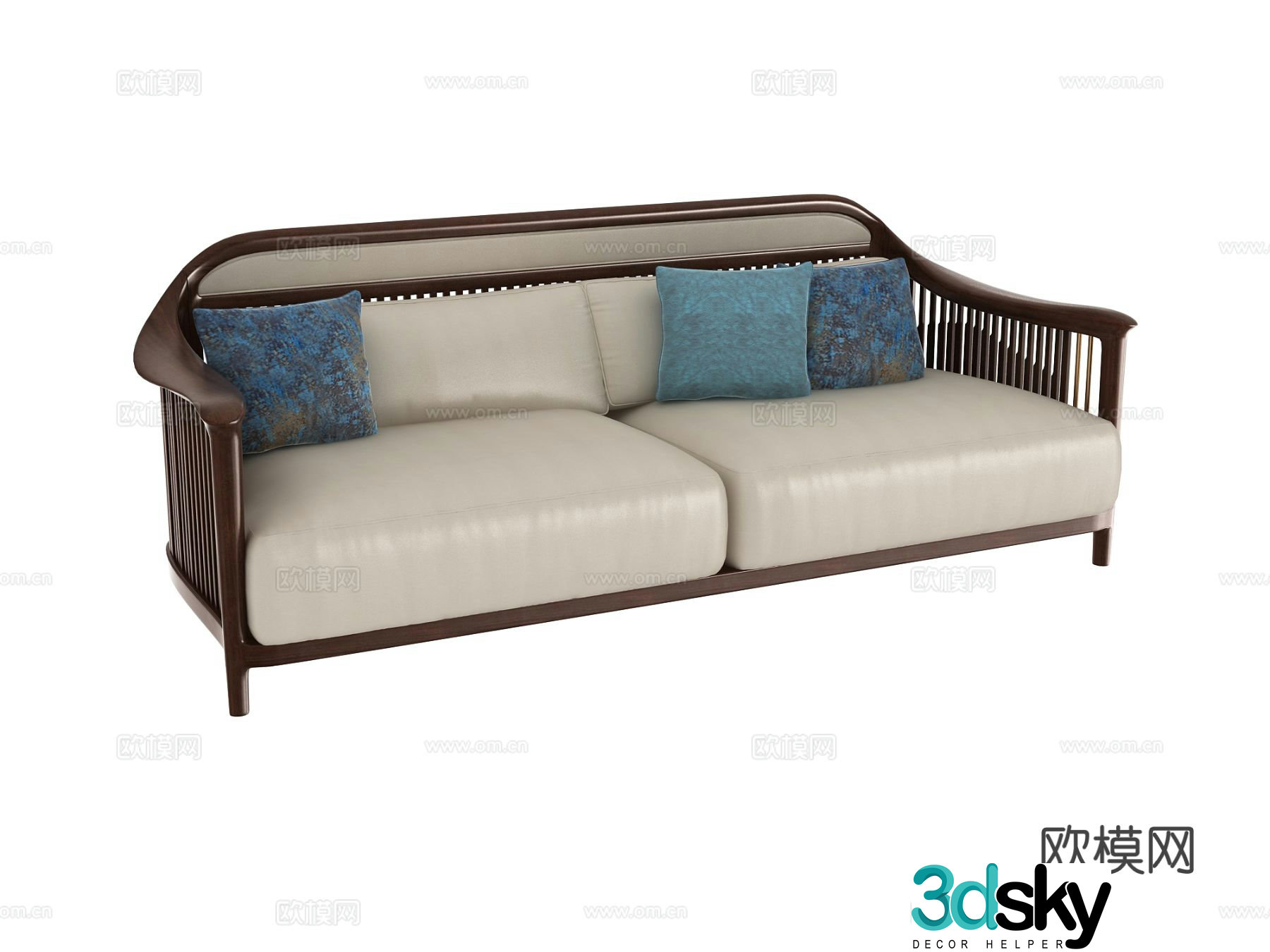 New Chinese style double sofa 3d model