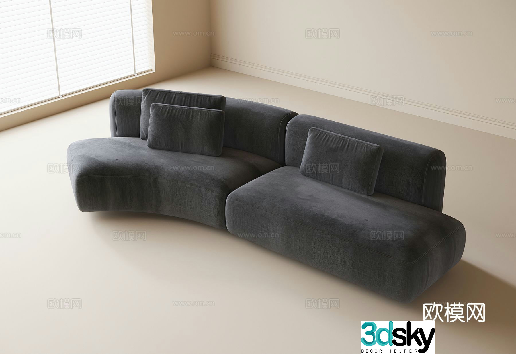 Modern fabric sofa leisure sofa 3d model