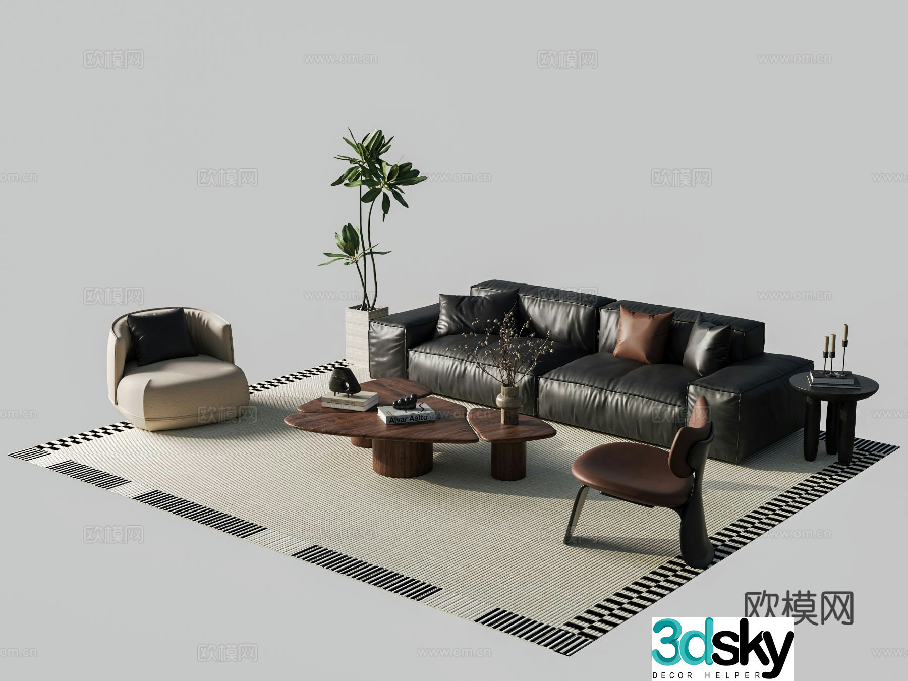 Italian sectional sofa 3d model
