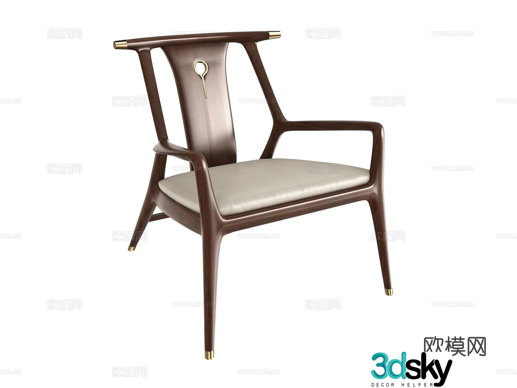 New Chinese style armchair leisure chair 3d model
