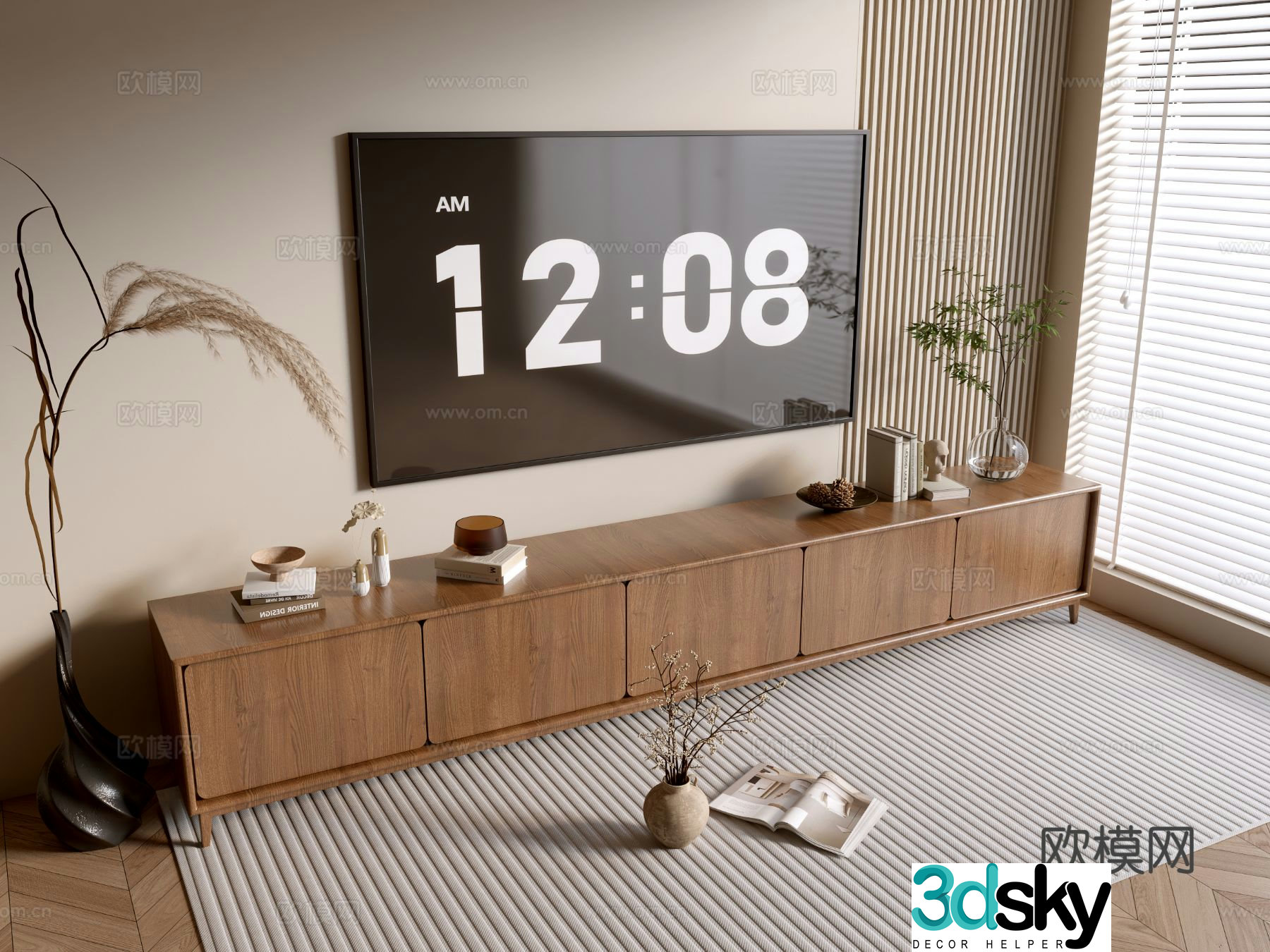 Log style TV cabinet 3D model