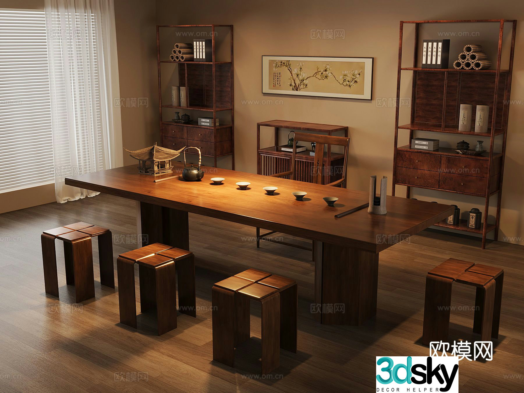 Chinese tea room 3d model