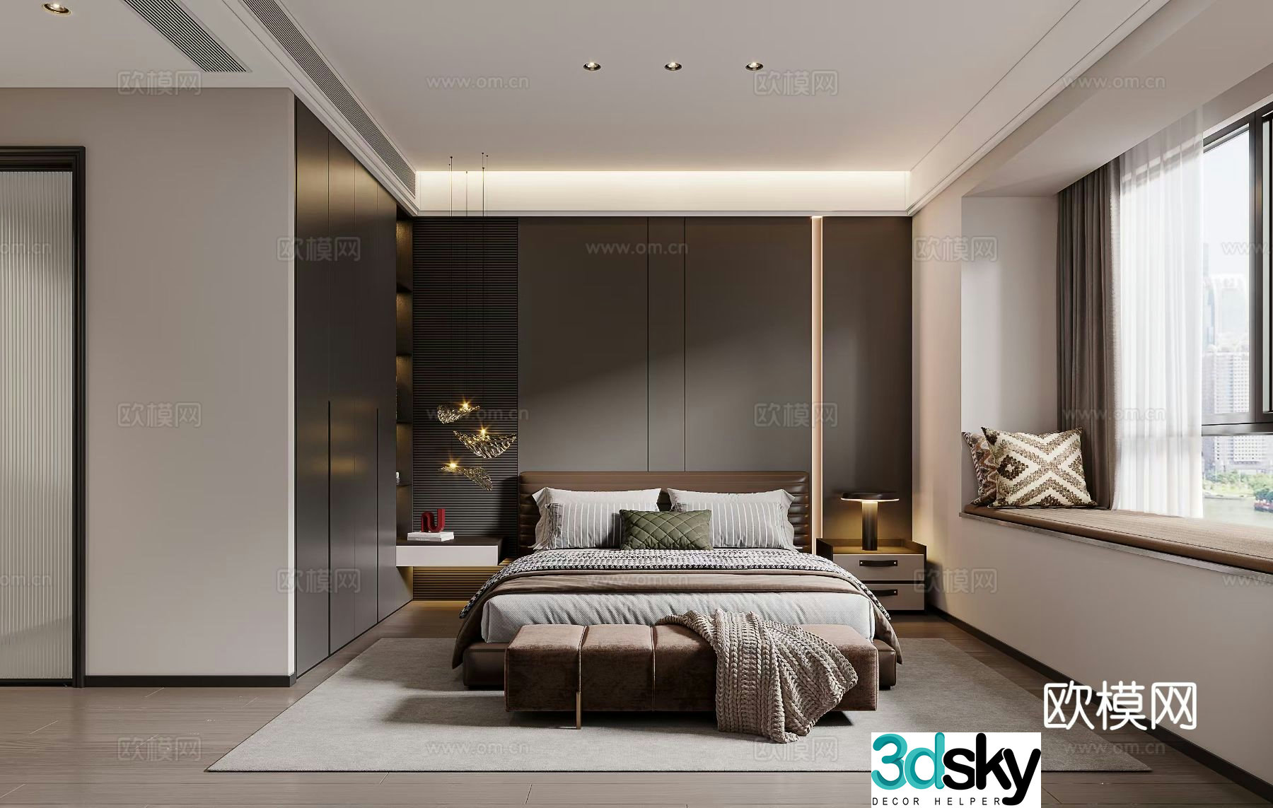 Italian light luxury bedroom master bedroom 3d model