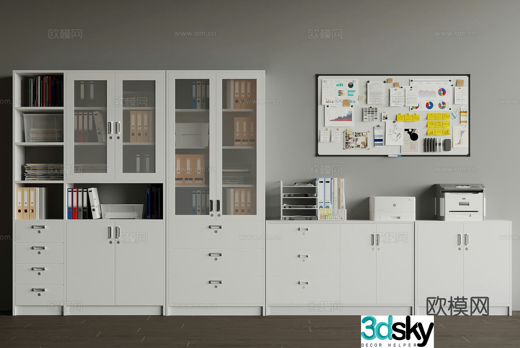Modern filing cabinet printer metal cabinet filing cabinet 3d model