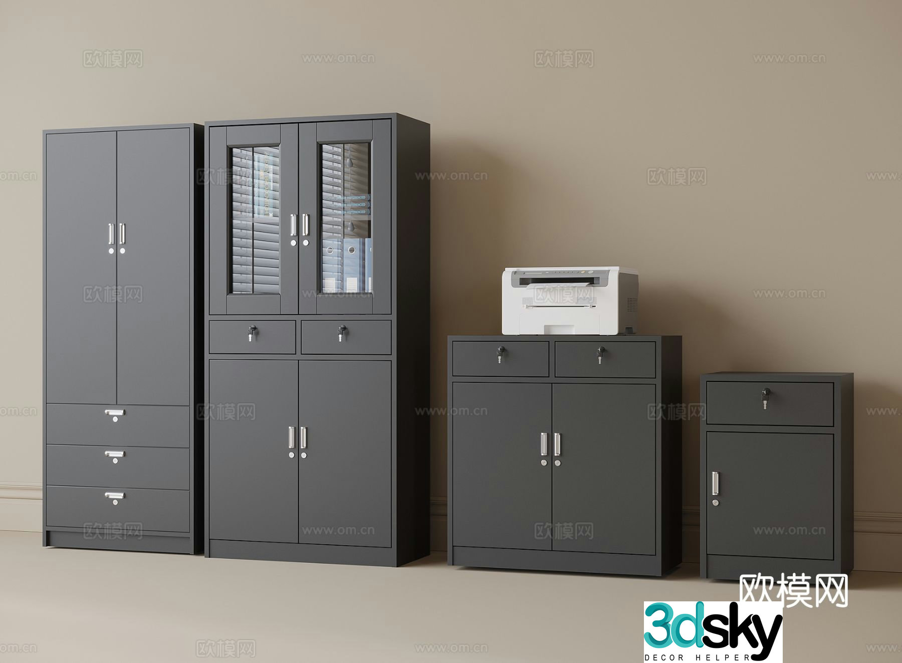 Modern filing cabinet iron cabinet filing cabinet 3d model