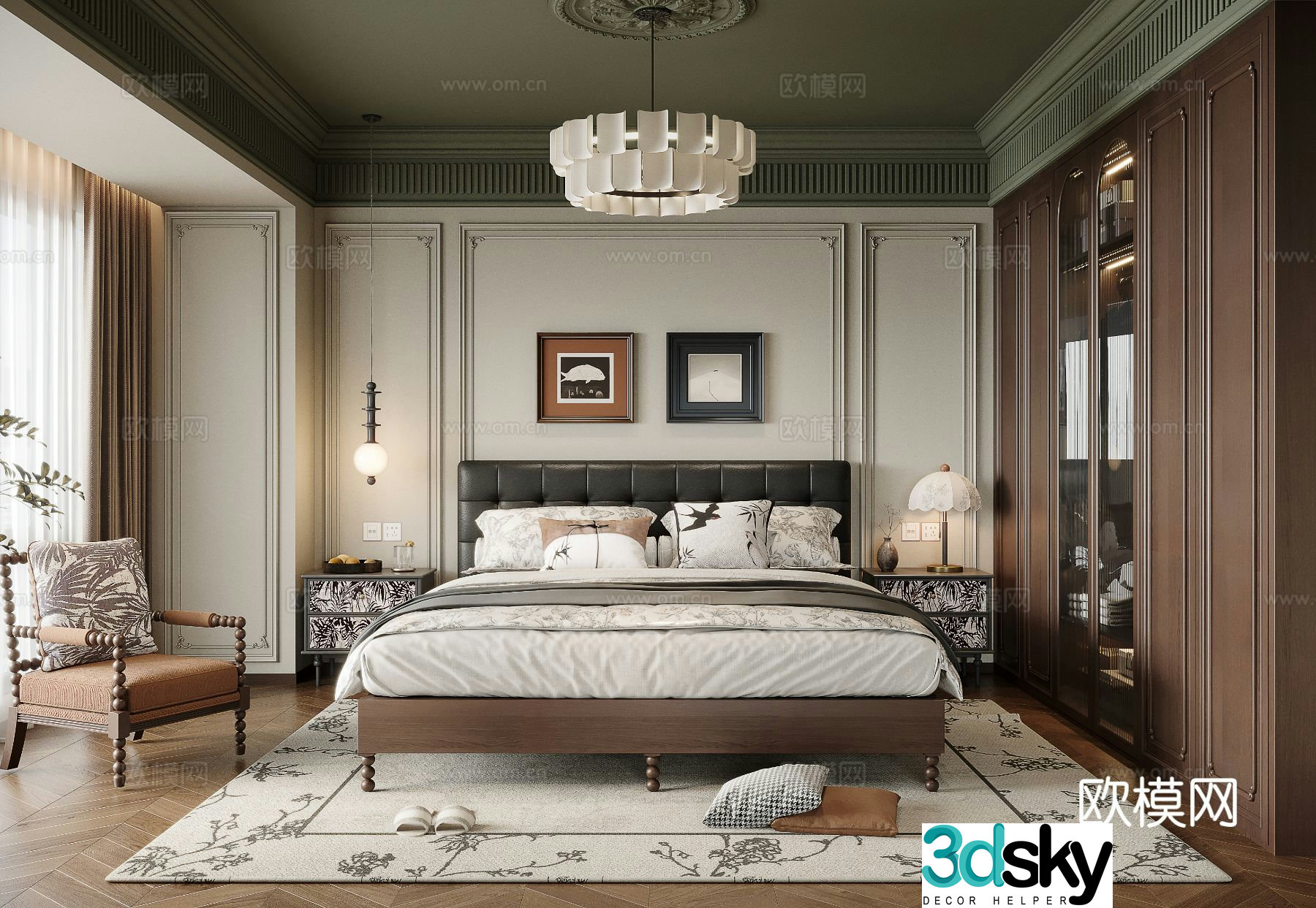 Medieval style bedroom master bedroom 3d model