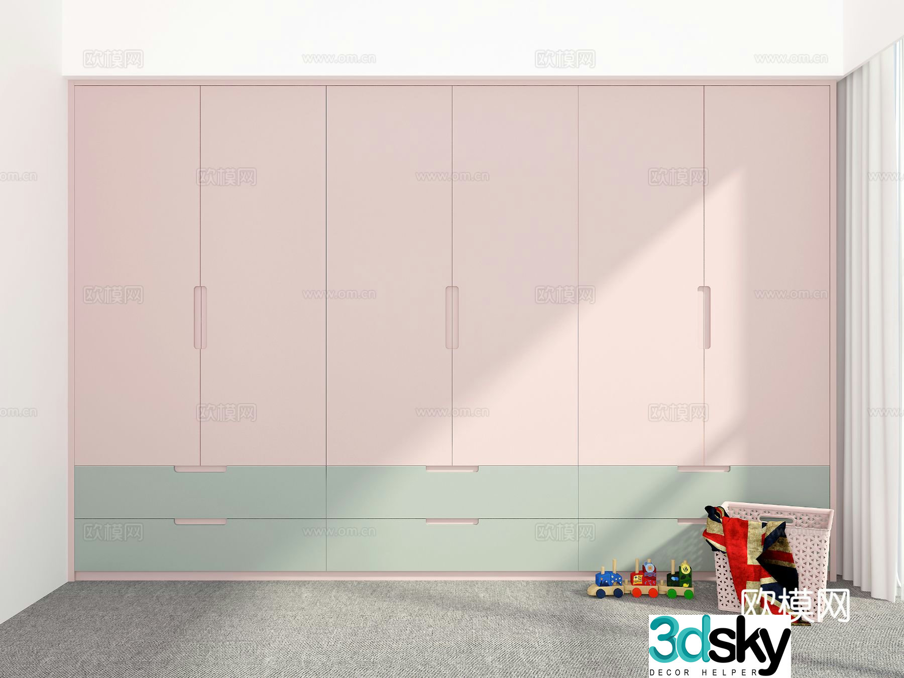 Modern pink wardrobe 3d model