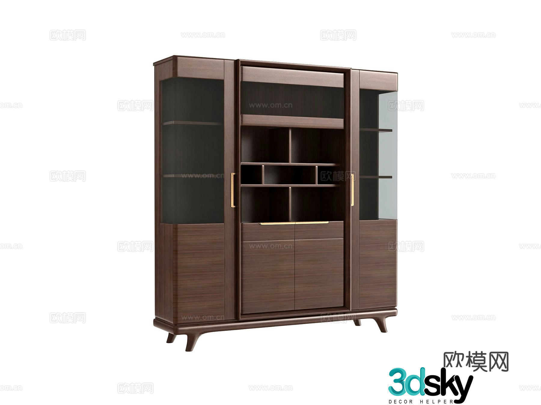 New Chinese style finished bookcase 3d model