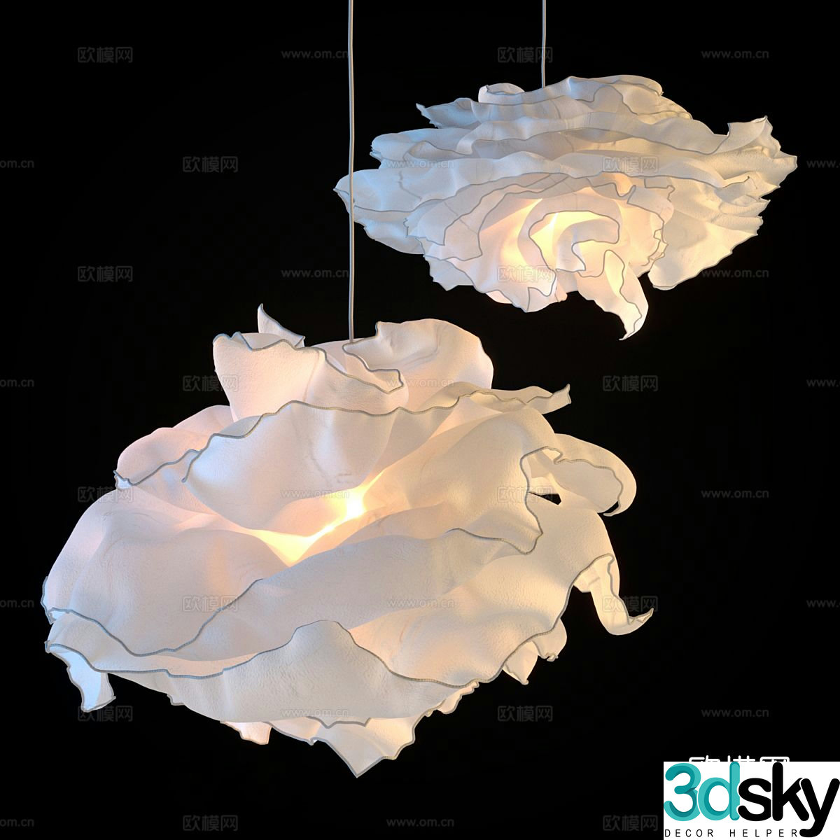 Lace flower chandelier 3d model