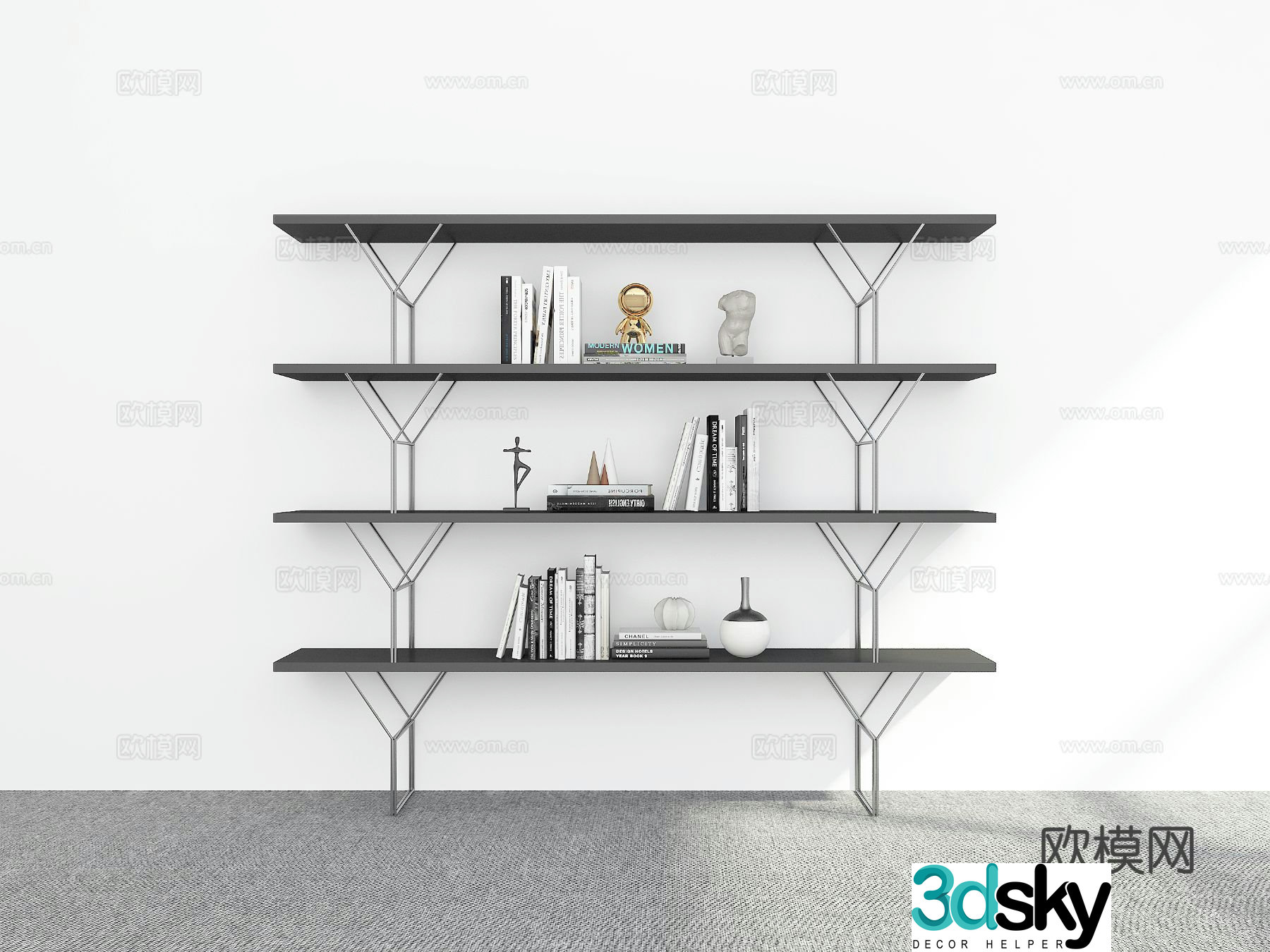 Modern storage shelf bookshelf 3d model