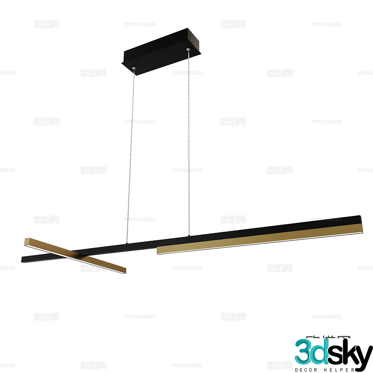 Modern strip chandelier simple long chandelier 3d model