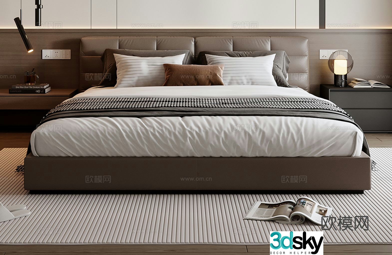 Italian double bed 3d model