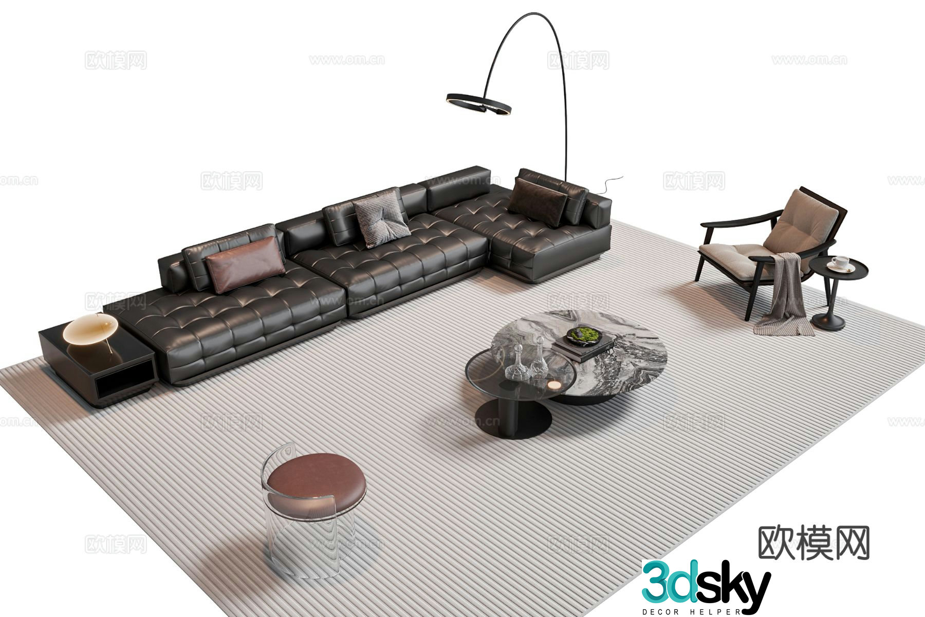 Italian splicing sofa modular sofa 3d model