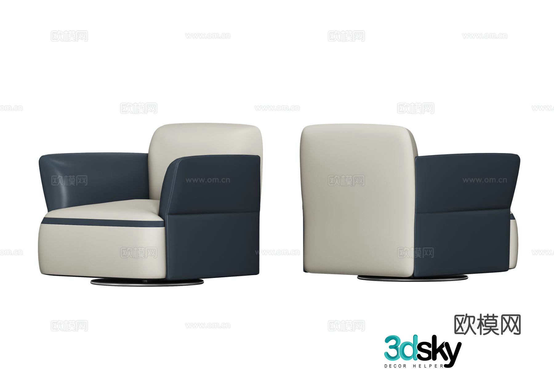 Light luxury single sofa 3D model