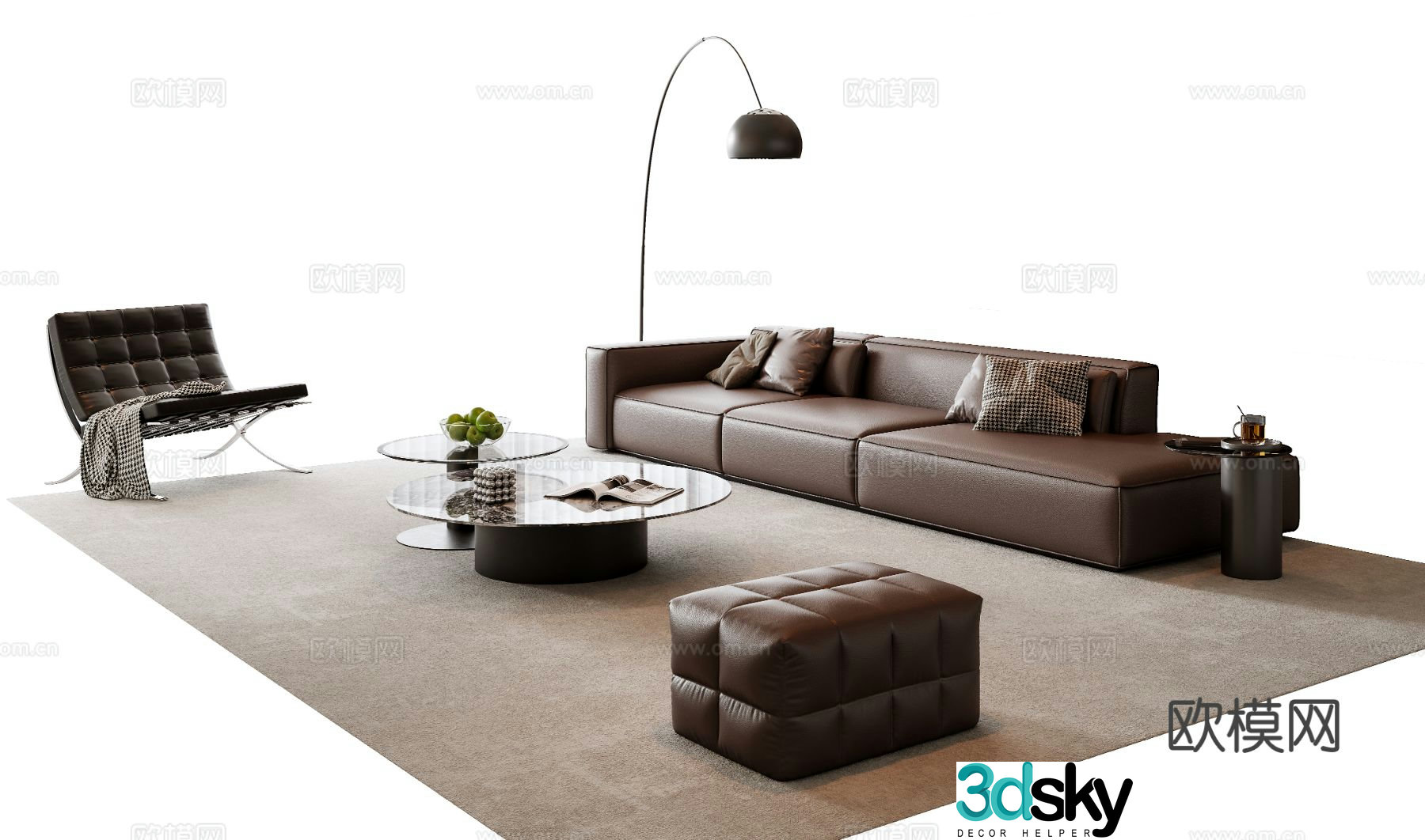Italian sofa modular sofa 3d model