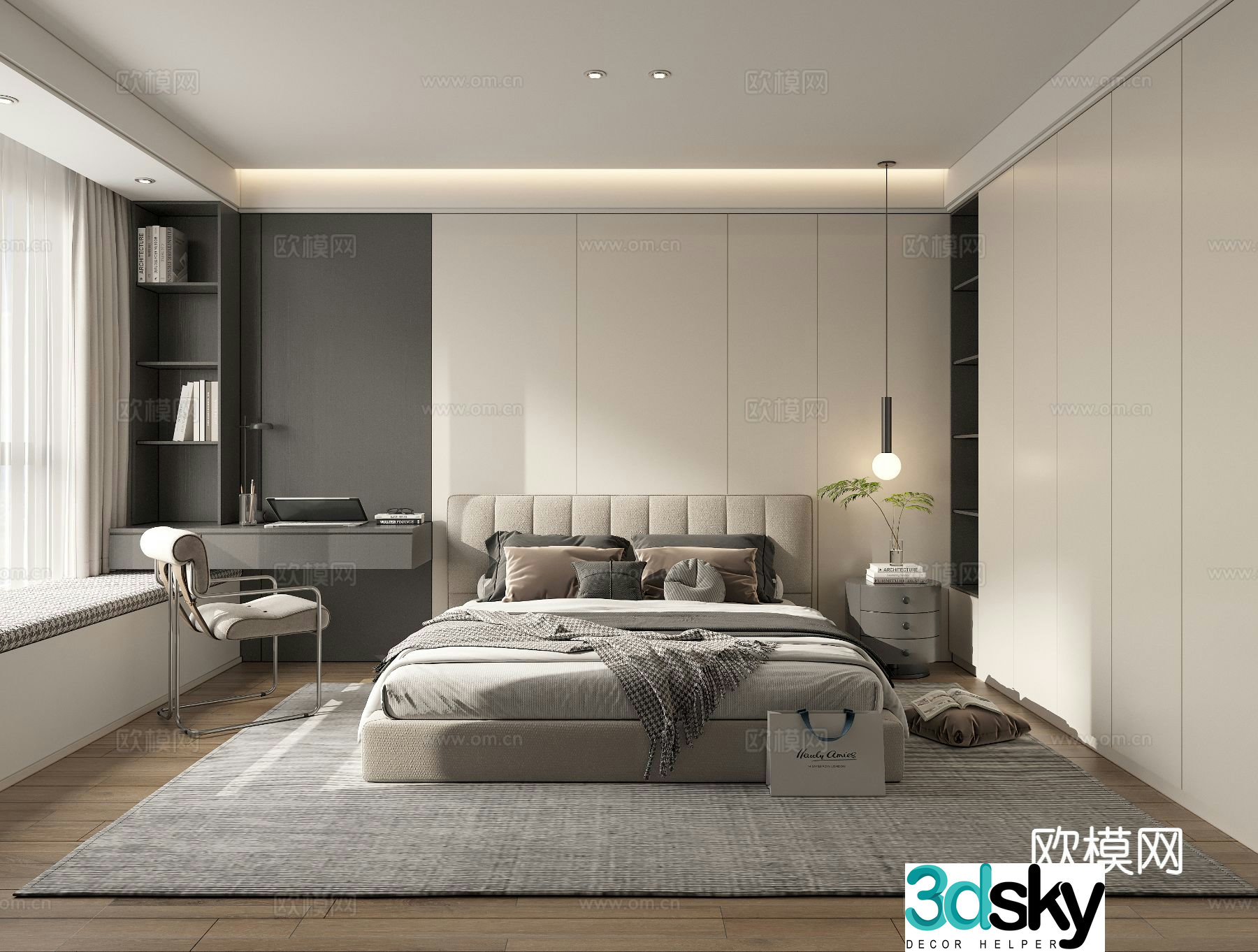 Modern bedroom master bedroom 3d model