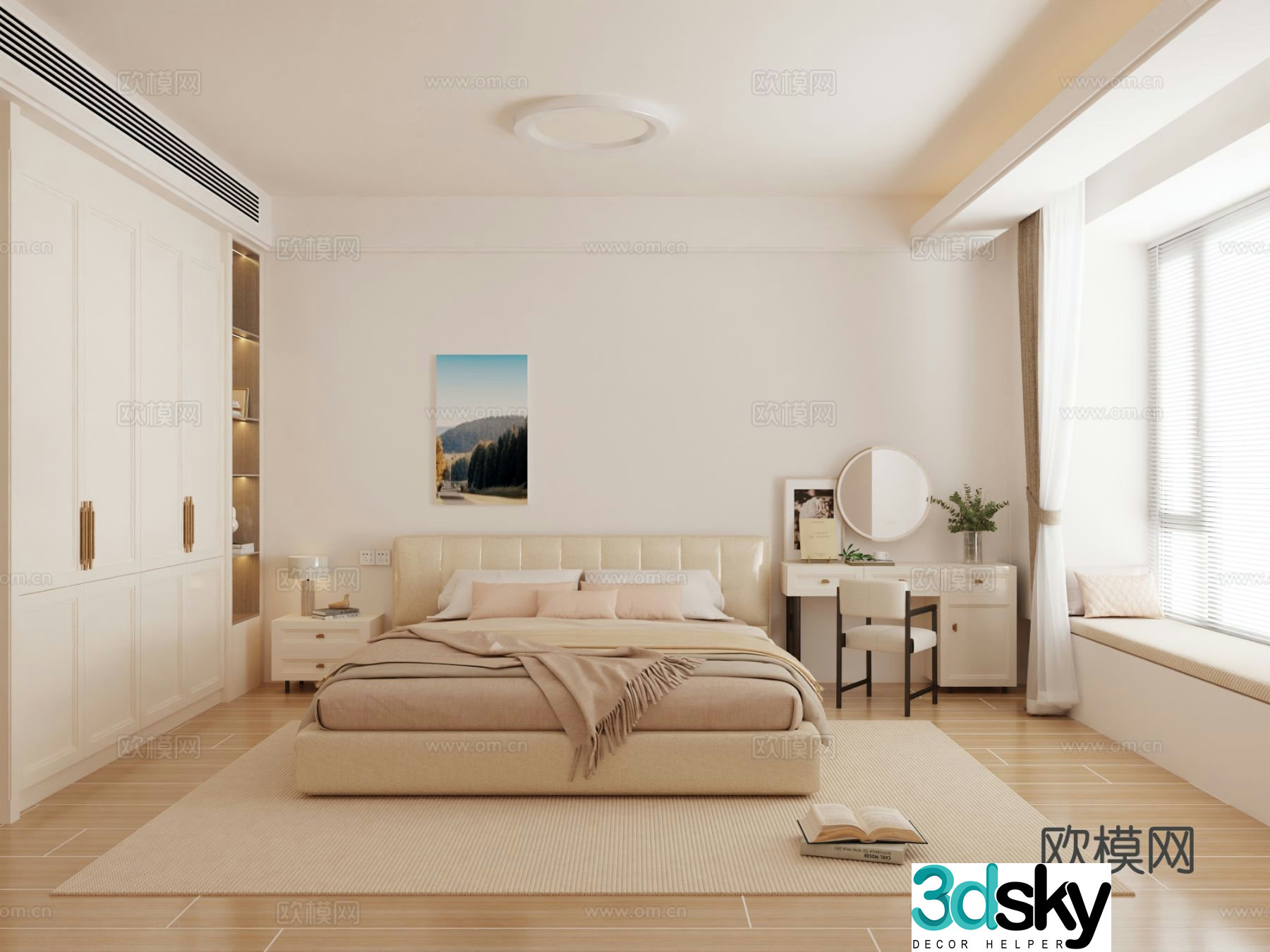 Cream style bedroom master bedroom 3d model