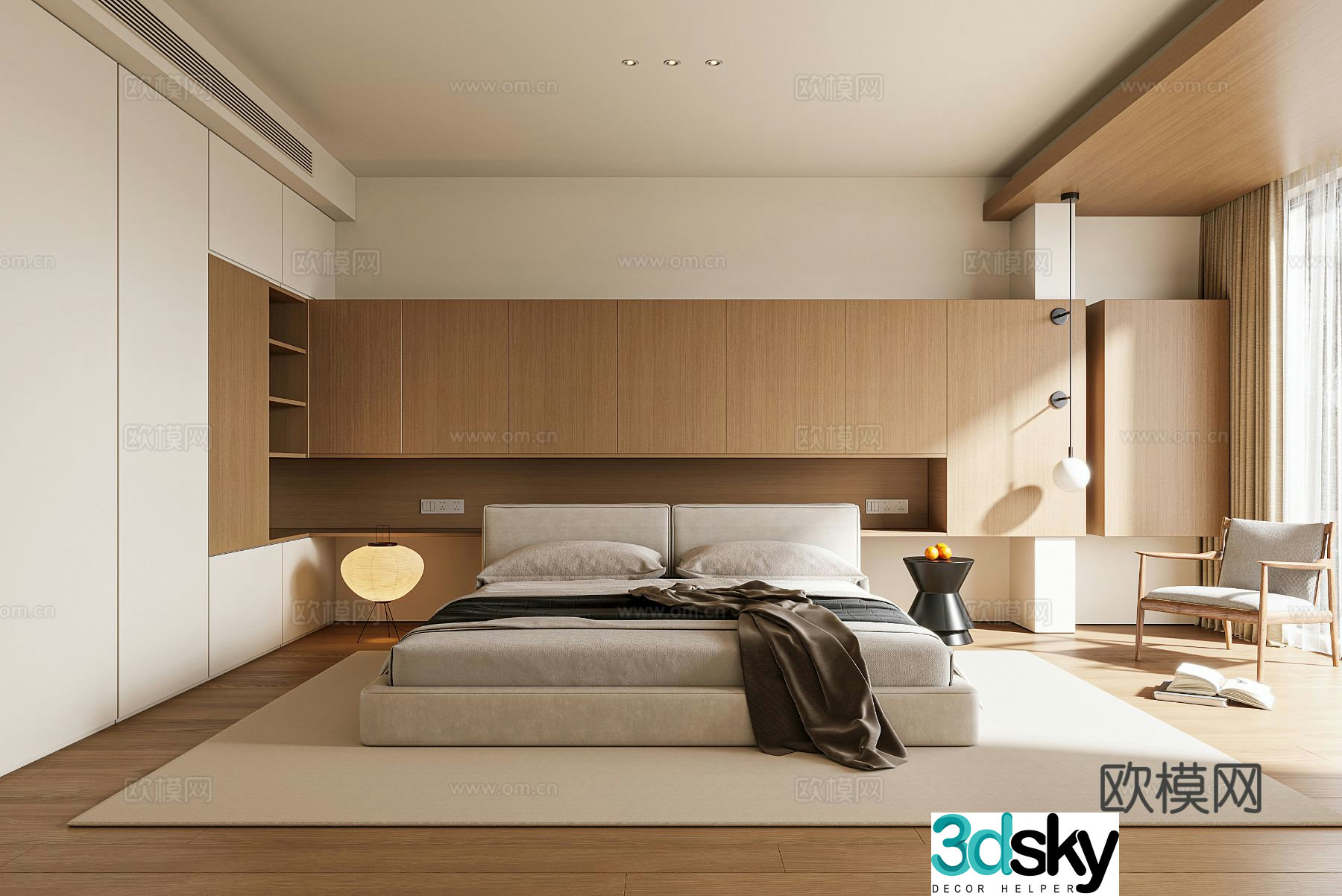 Log style bedroom master bedroom 3d model