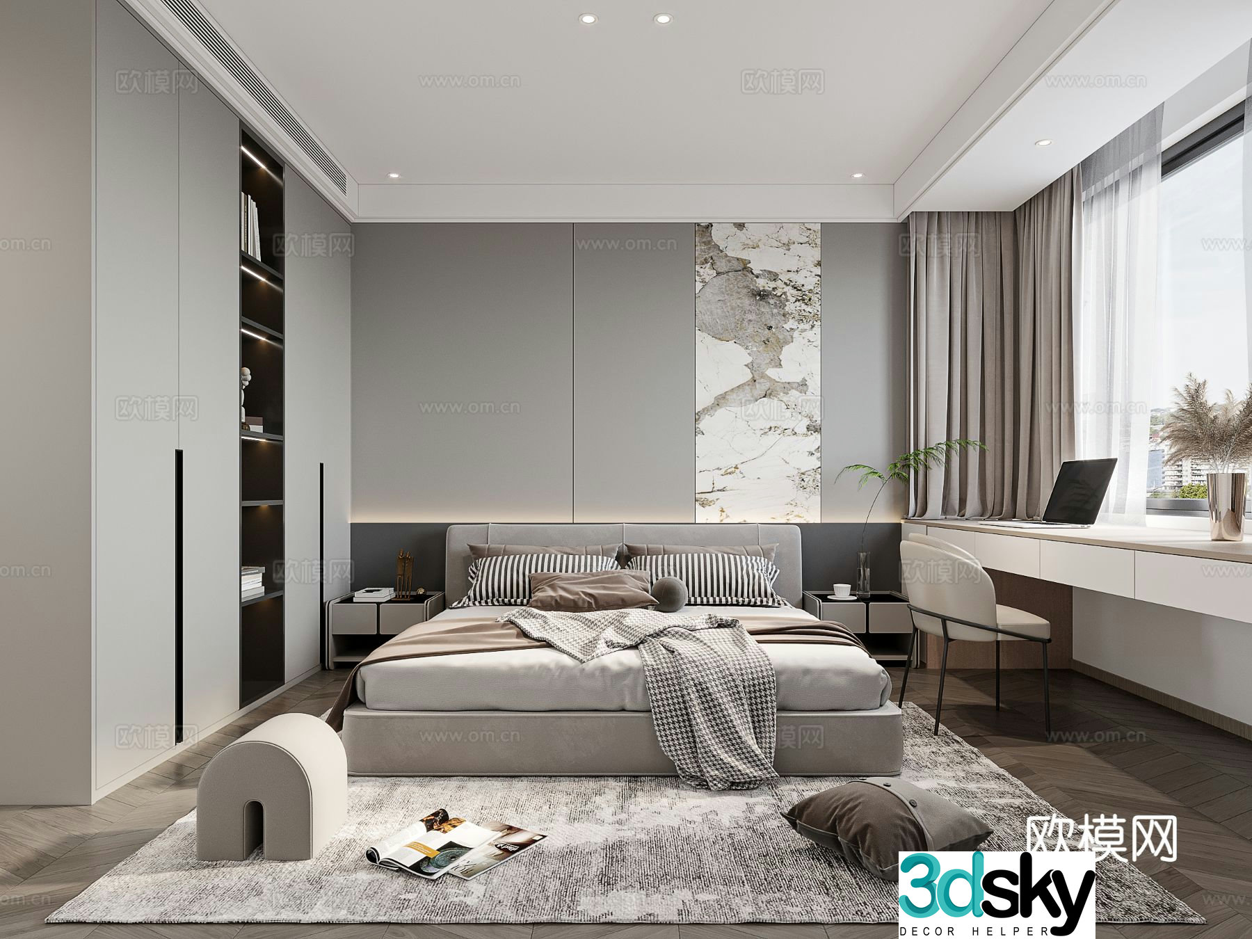 Modern bedroom master bedroom 3d model