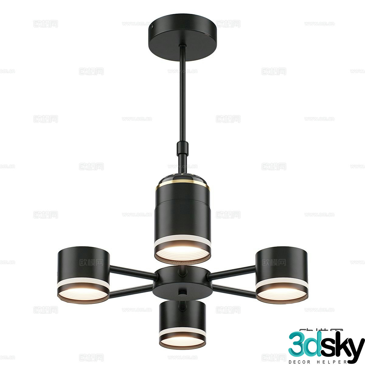 Modern multi-head chandelier 3d model
