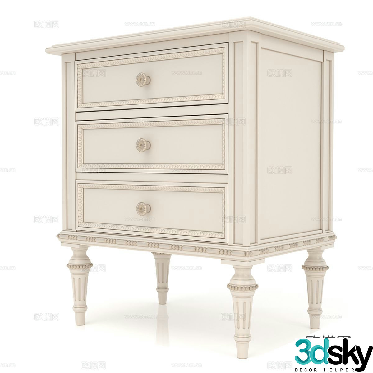 French bedside table 3d model