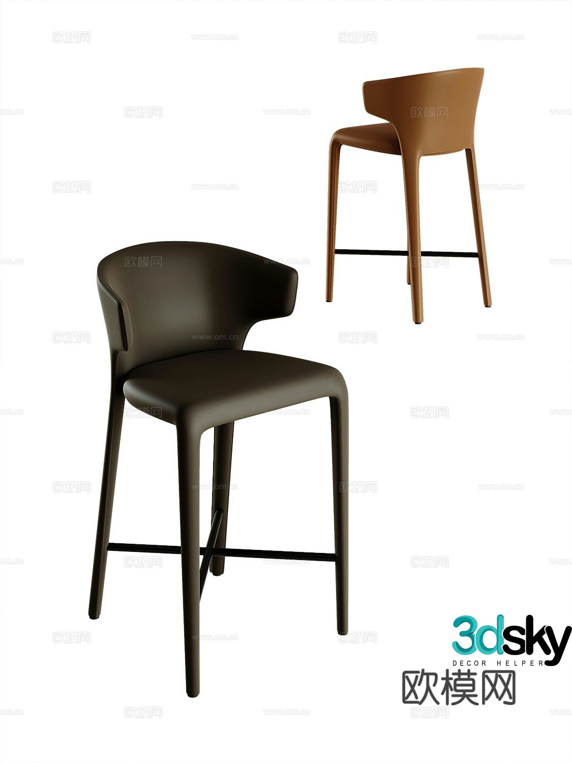 Modern bar stool bar stool high stool 3d model