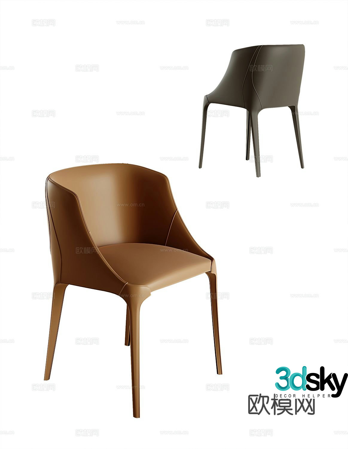 Modern single chair chair dining chair 3d model
