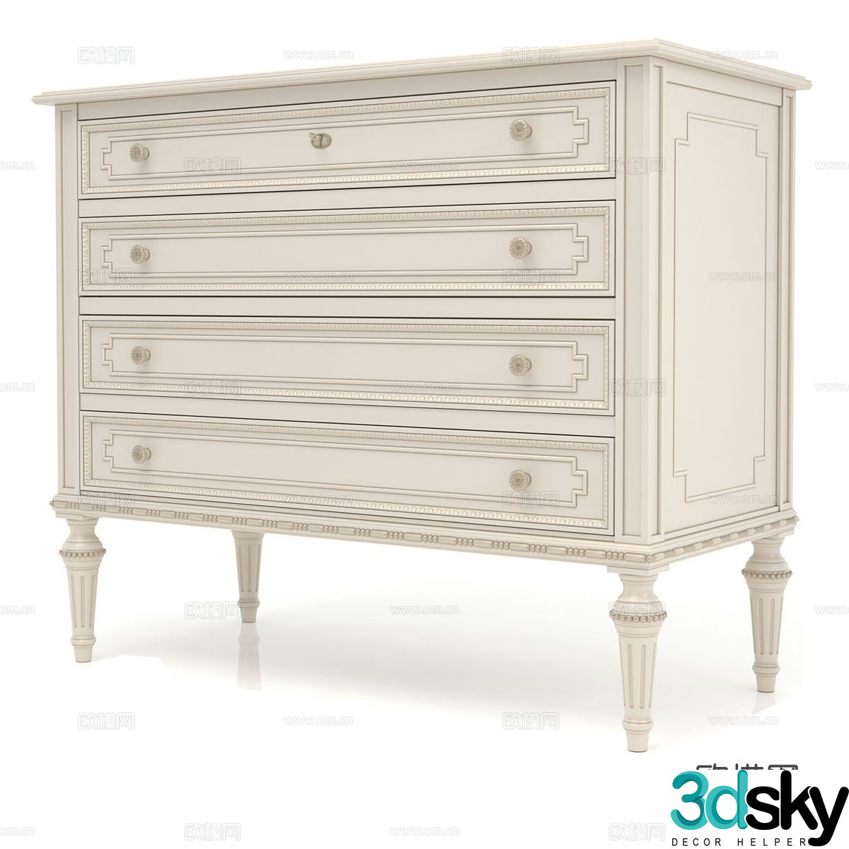 American simple drawer cabinet 3D model