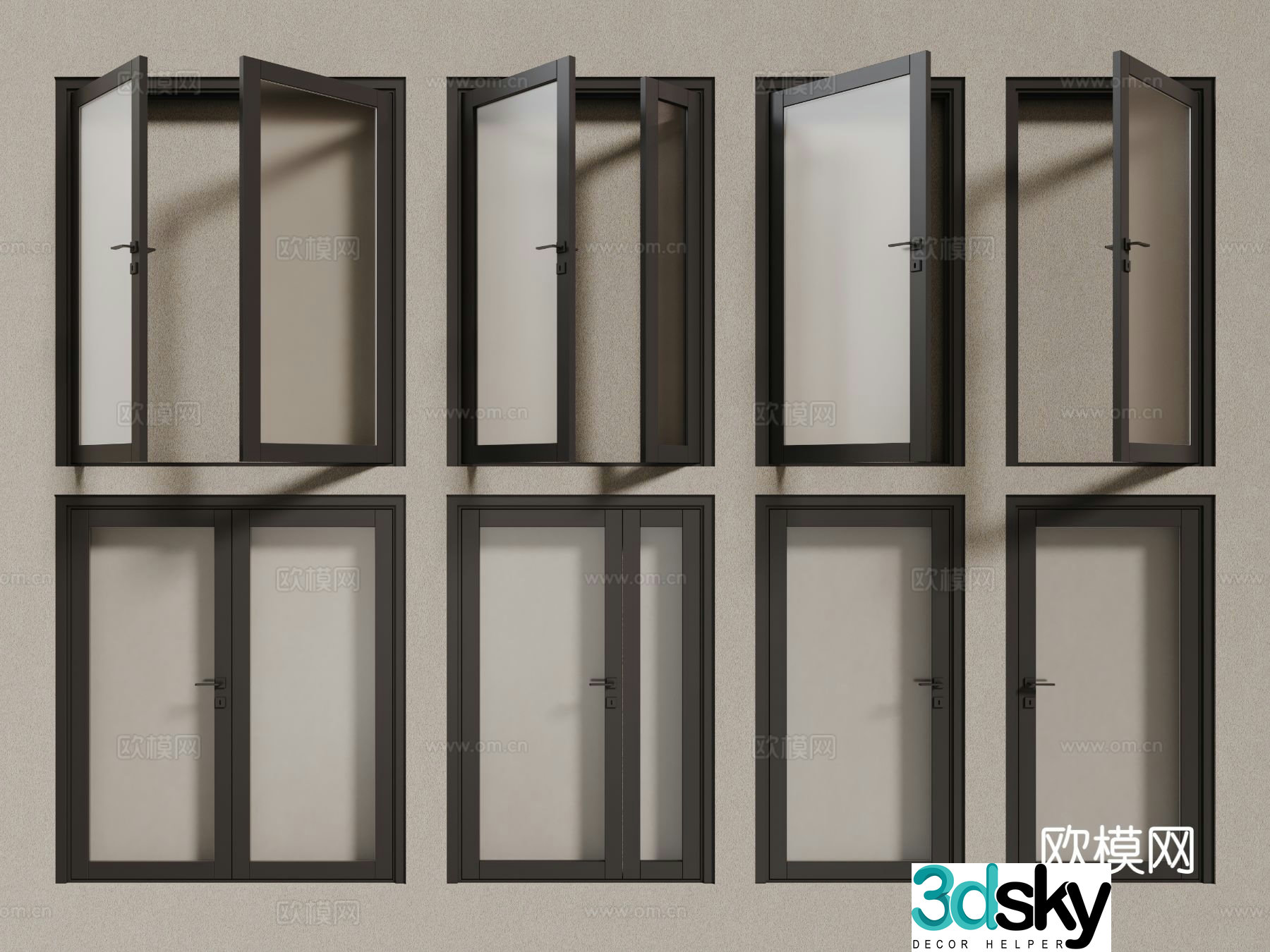 Modern windows aluminum alloy windows casement windows floor-to-ceiling windows 3d model