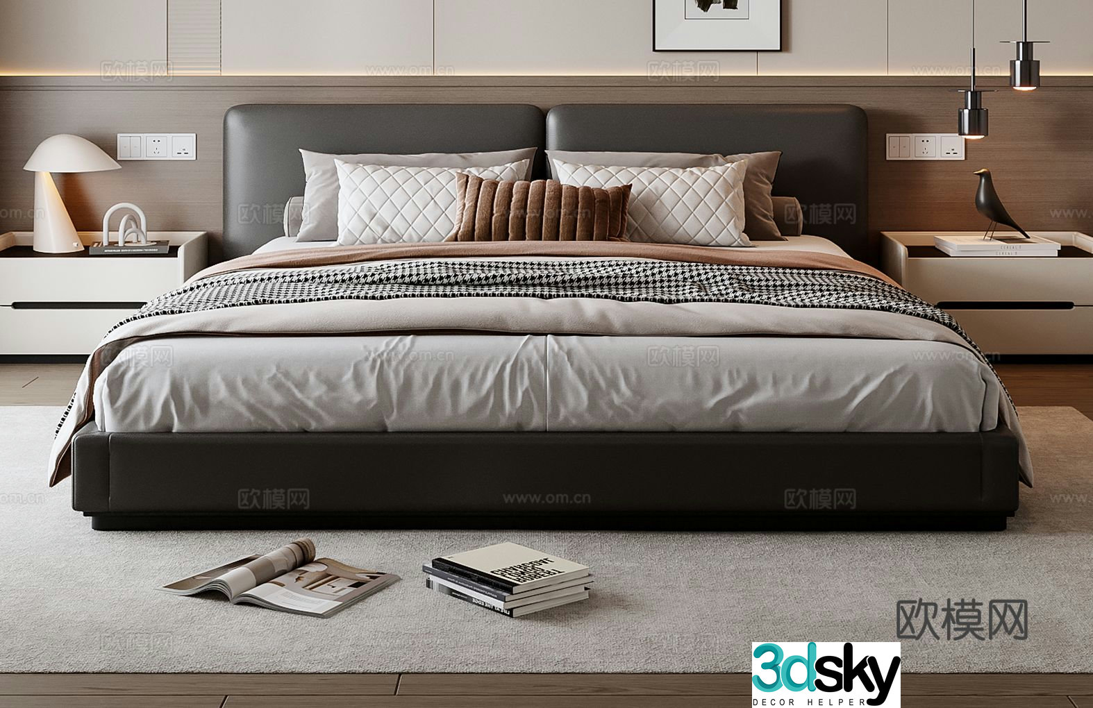 Modern double bed 3d model