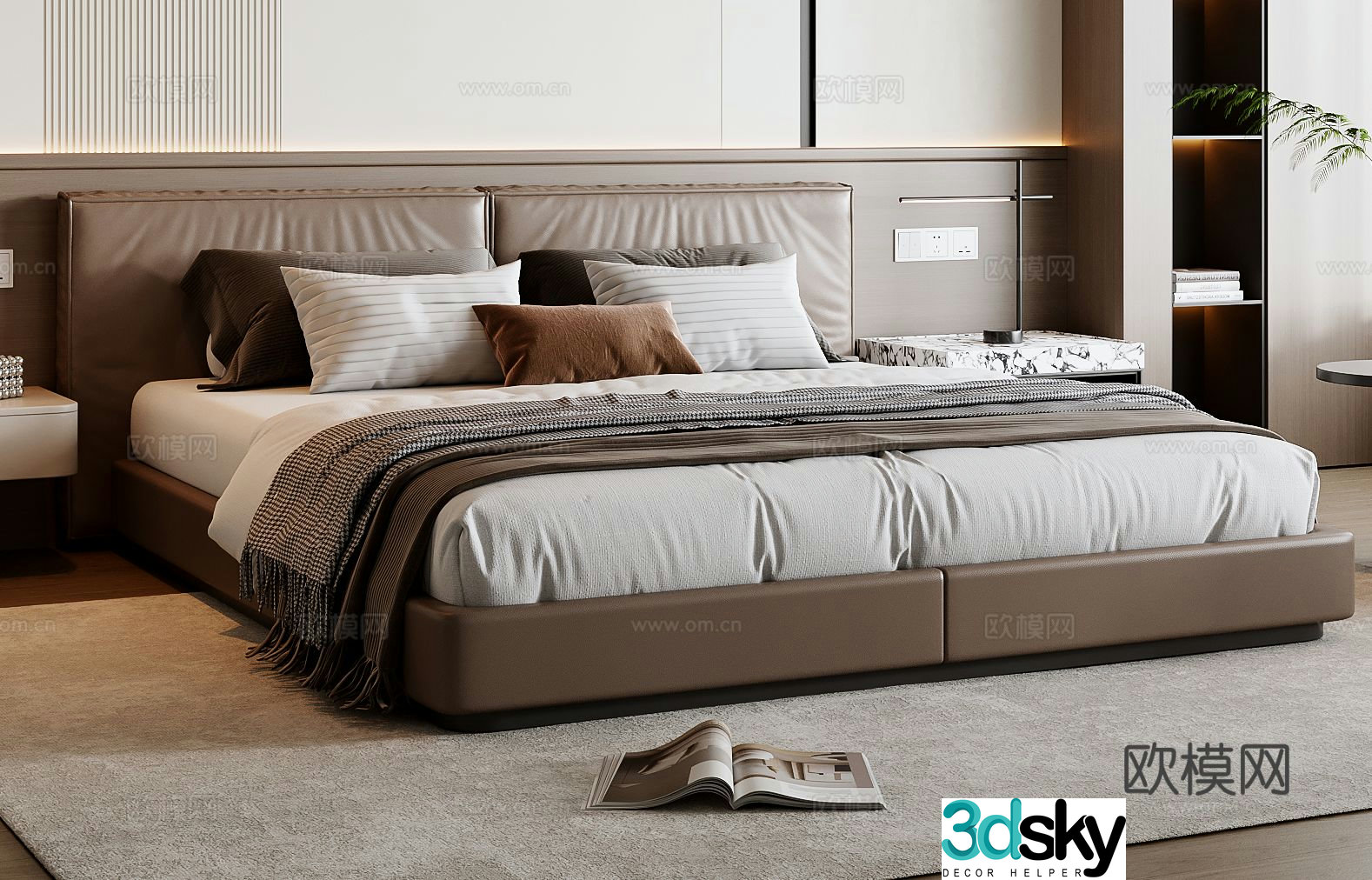 Modern double bed 3d model