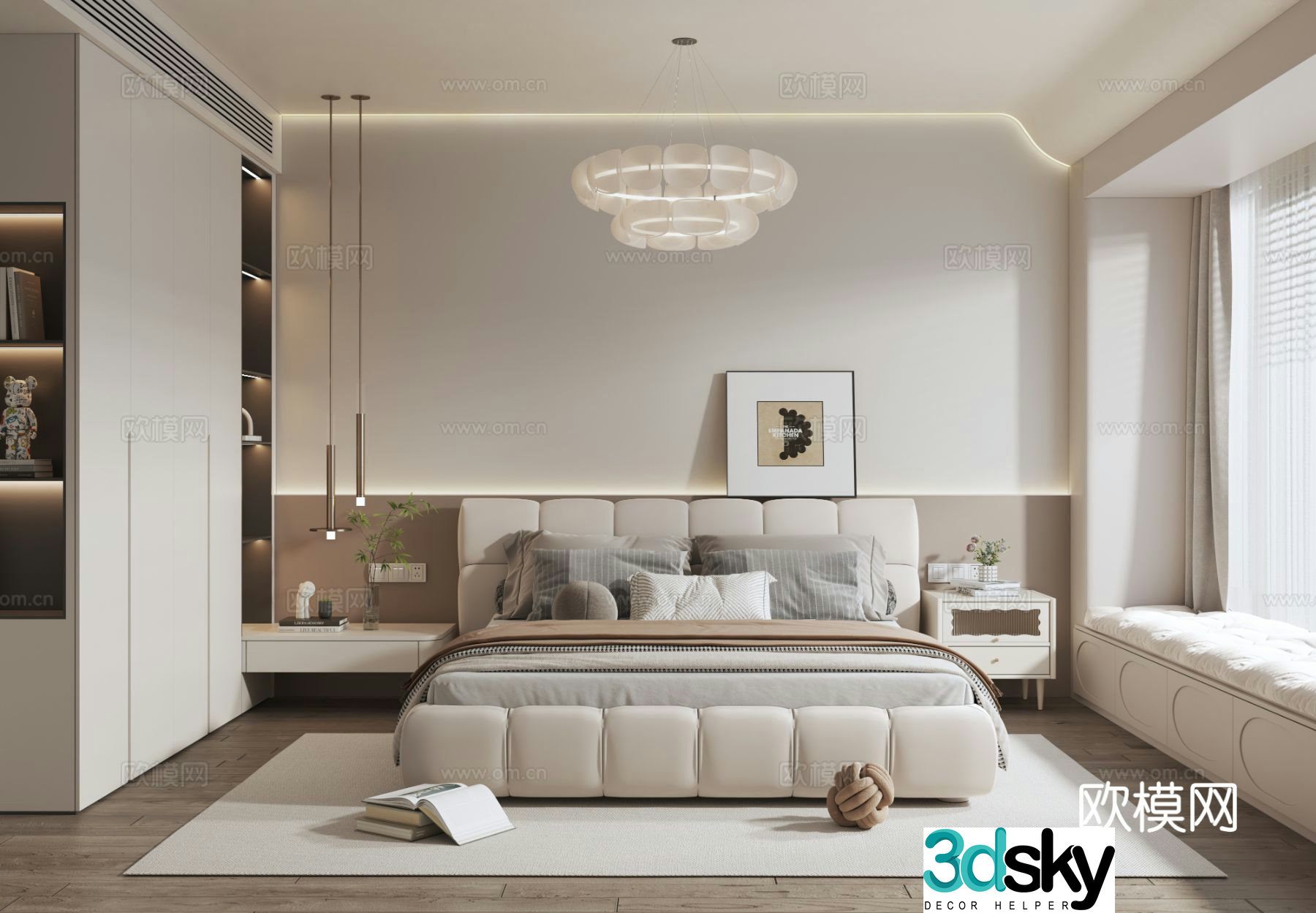 Cream style bedroom master bedroom 3d model