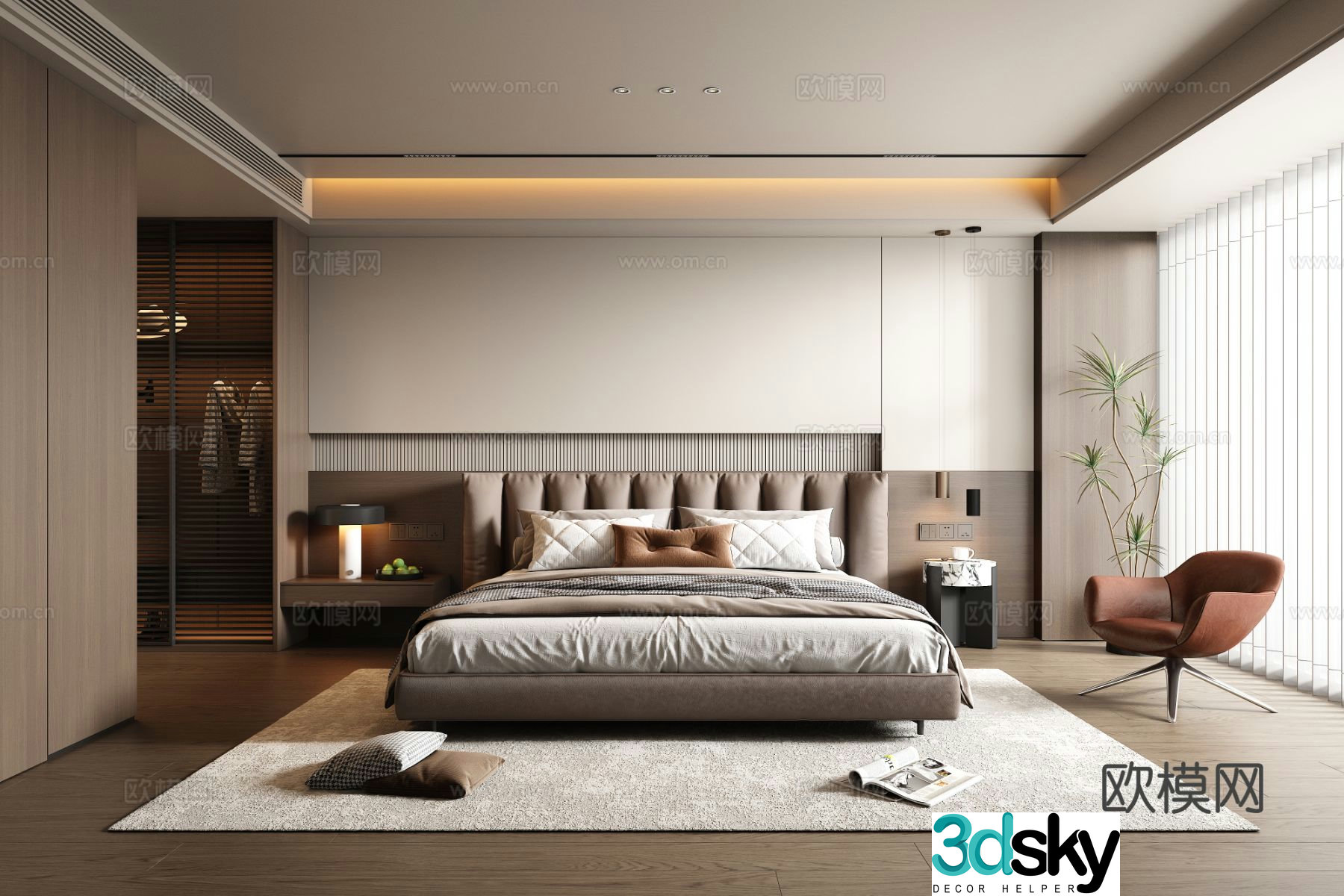 Italian style bedroom master bedroom 3d model