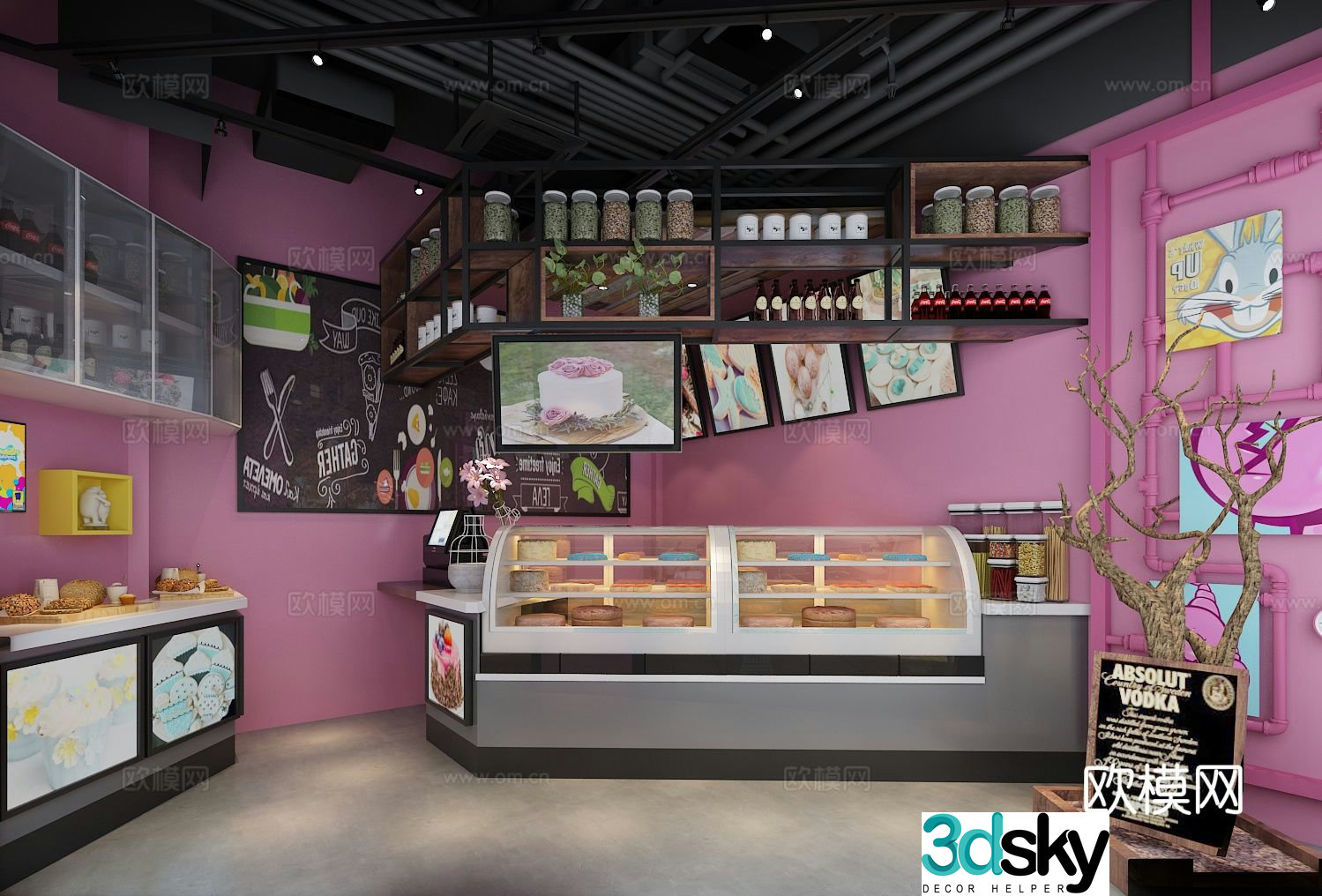 Modern bakery cake shop 3d model