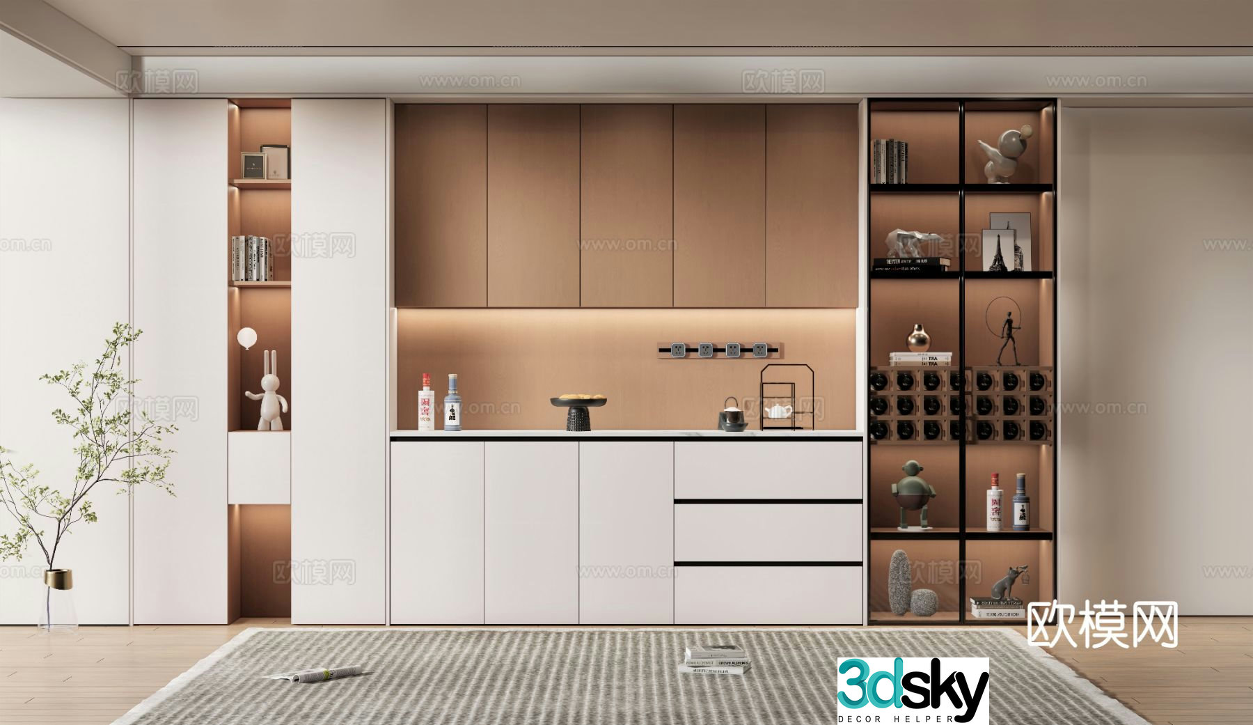 New Chinese style wine cabinet sideboard 3D model