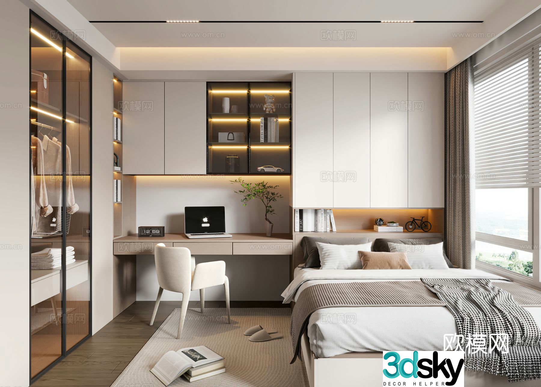 Modern tatami bedroom 3d model