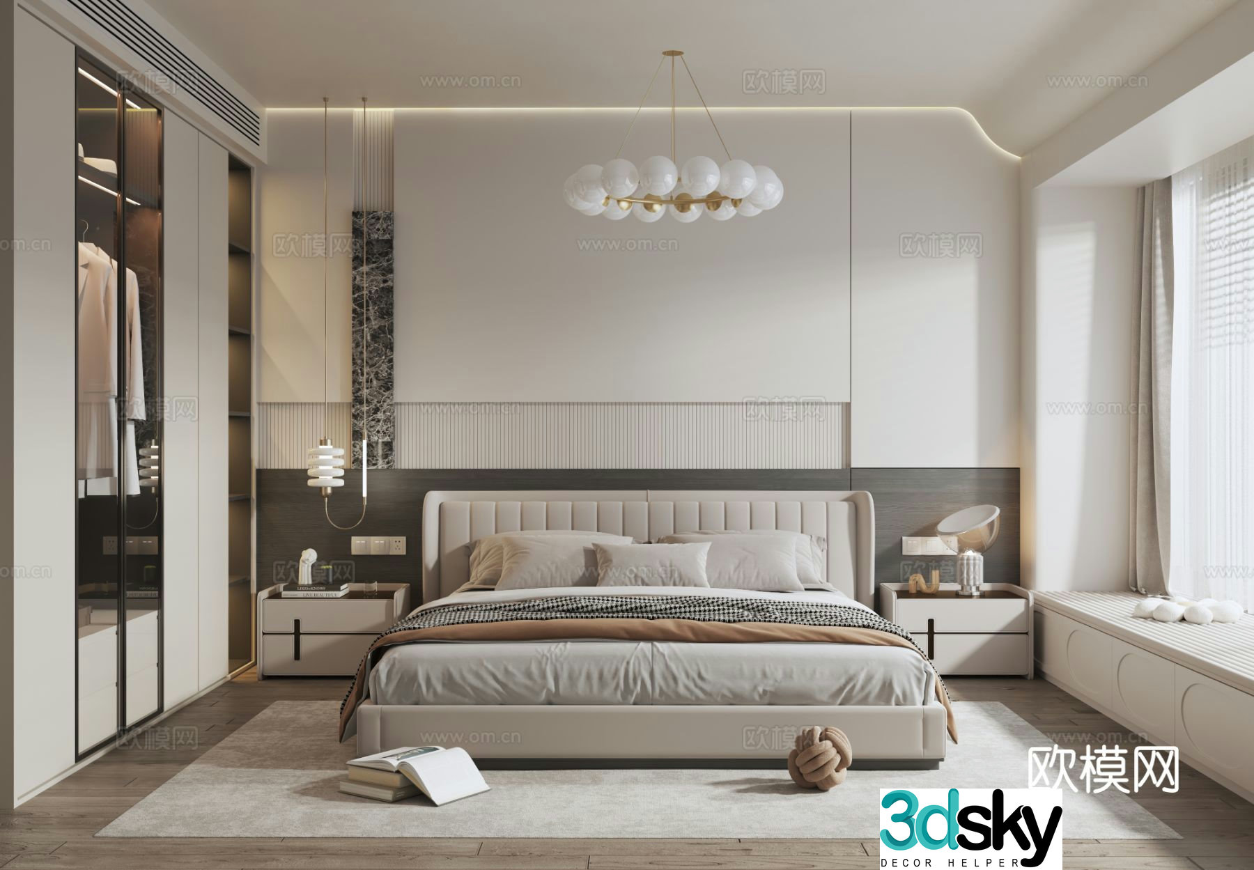 Cream style bedroom master bedroom 3d model