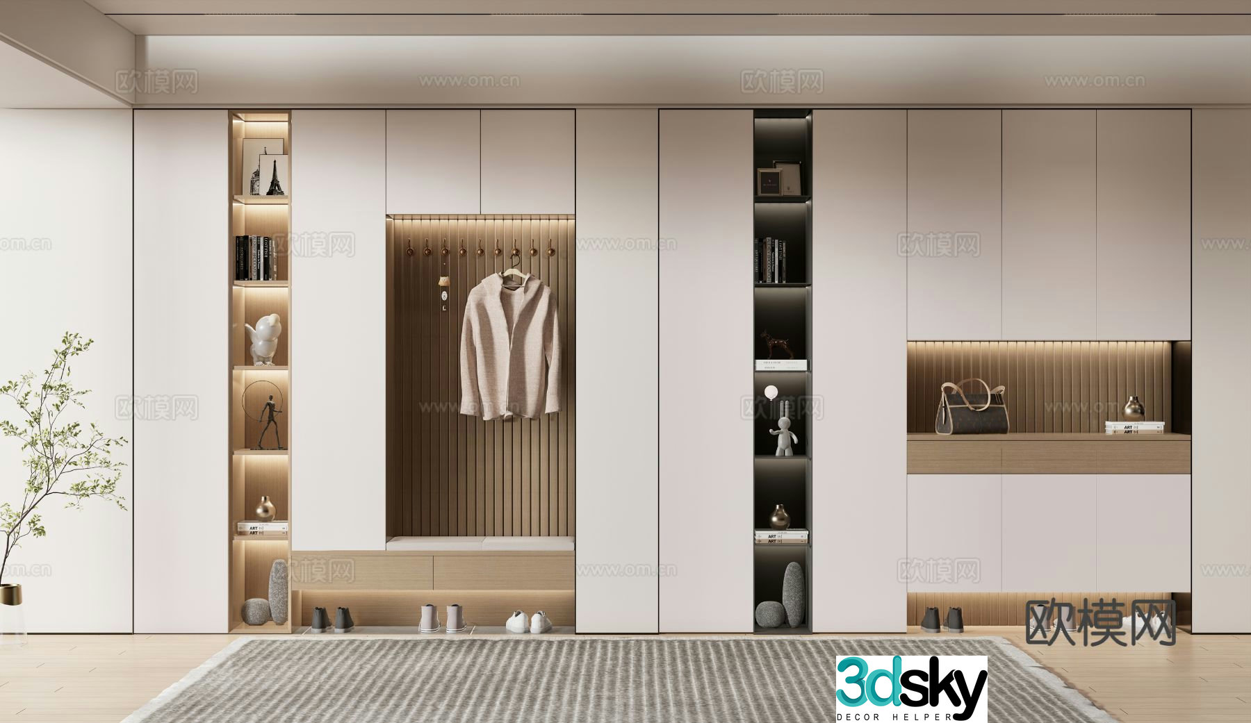 Modern entry shoe cabinet custom shoe cabinet entrance shoe cabinet 3D model