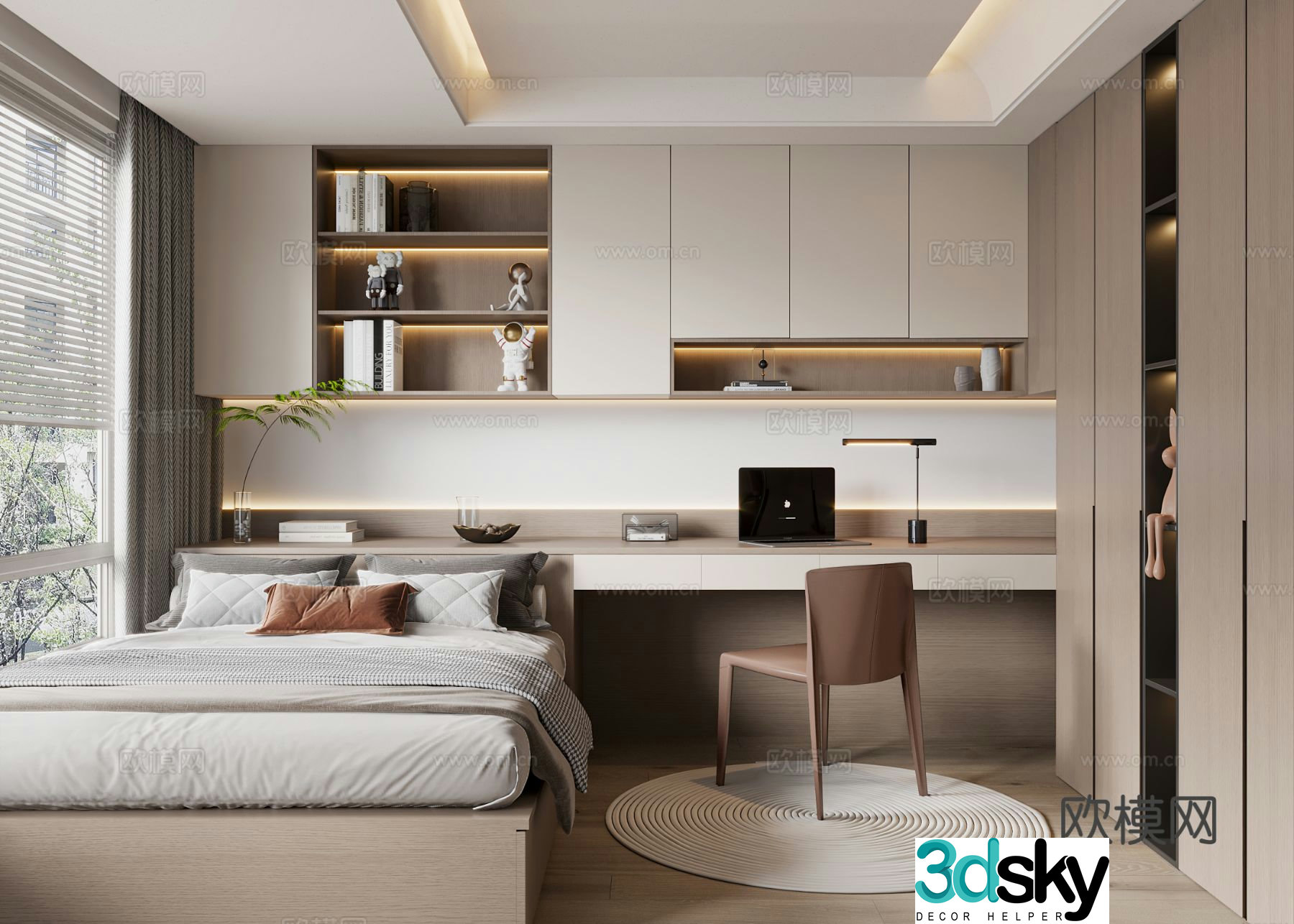 Modern tatami bedroom 3d model