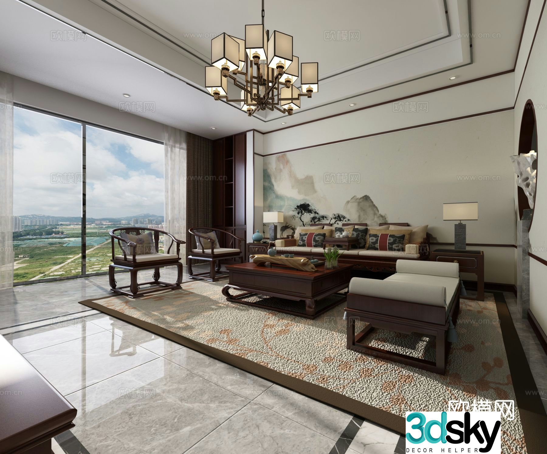 New Chinese style living room 3d model