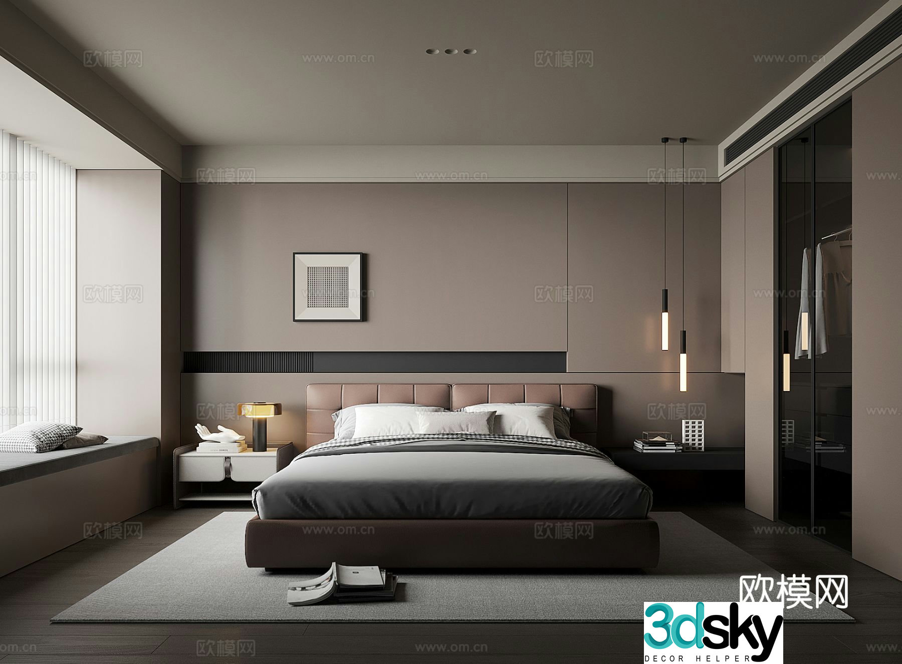 Modern bedroom master bedroom 3d model