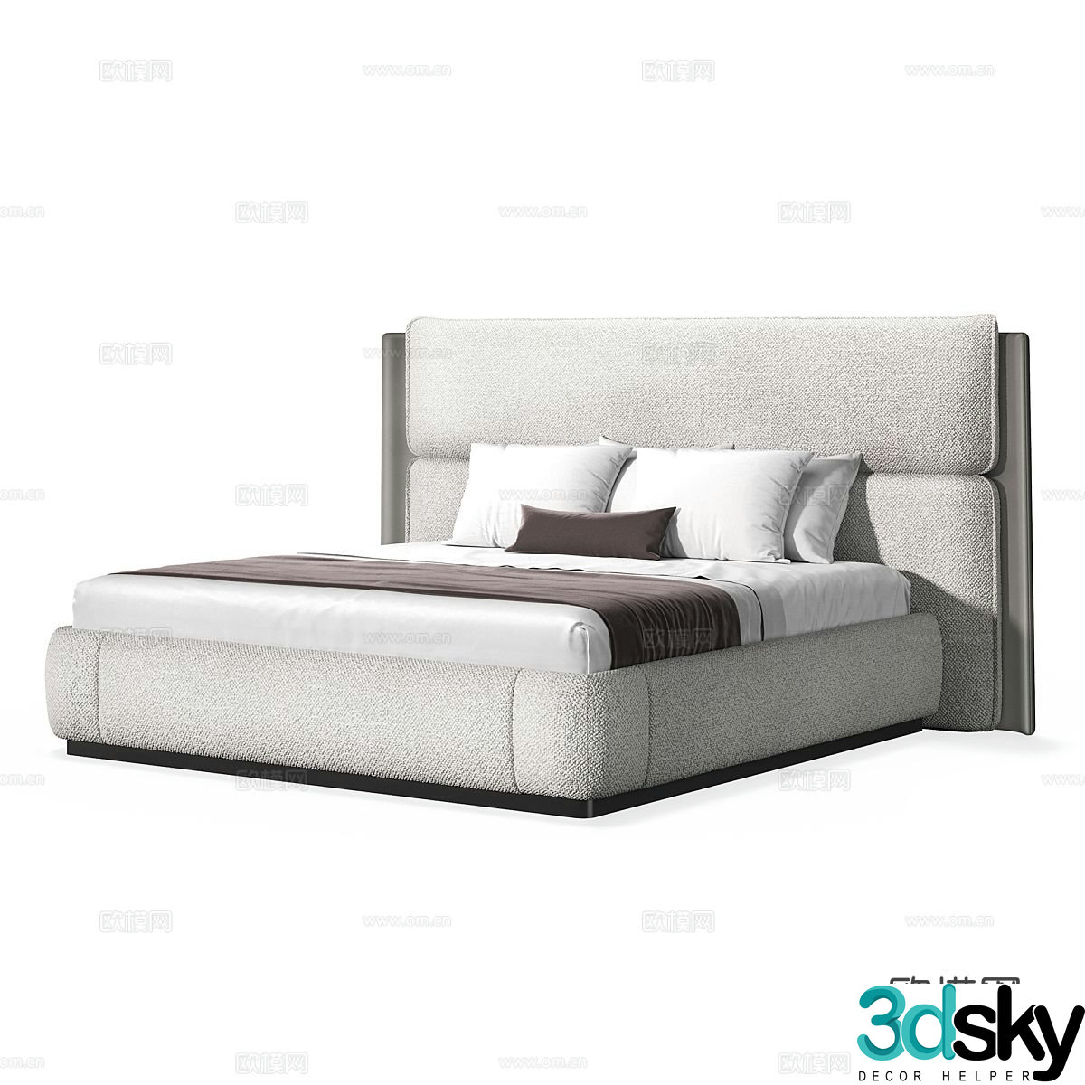 Modern minimalist double bed 3d model