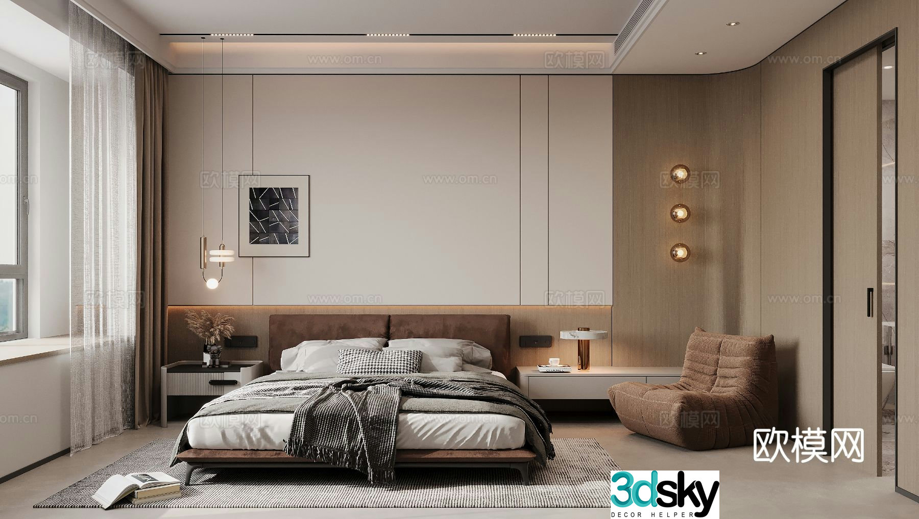 Modern bedroom master bedroom 3d model