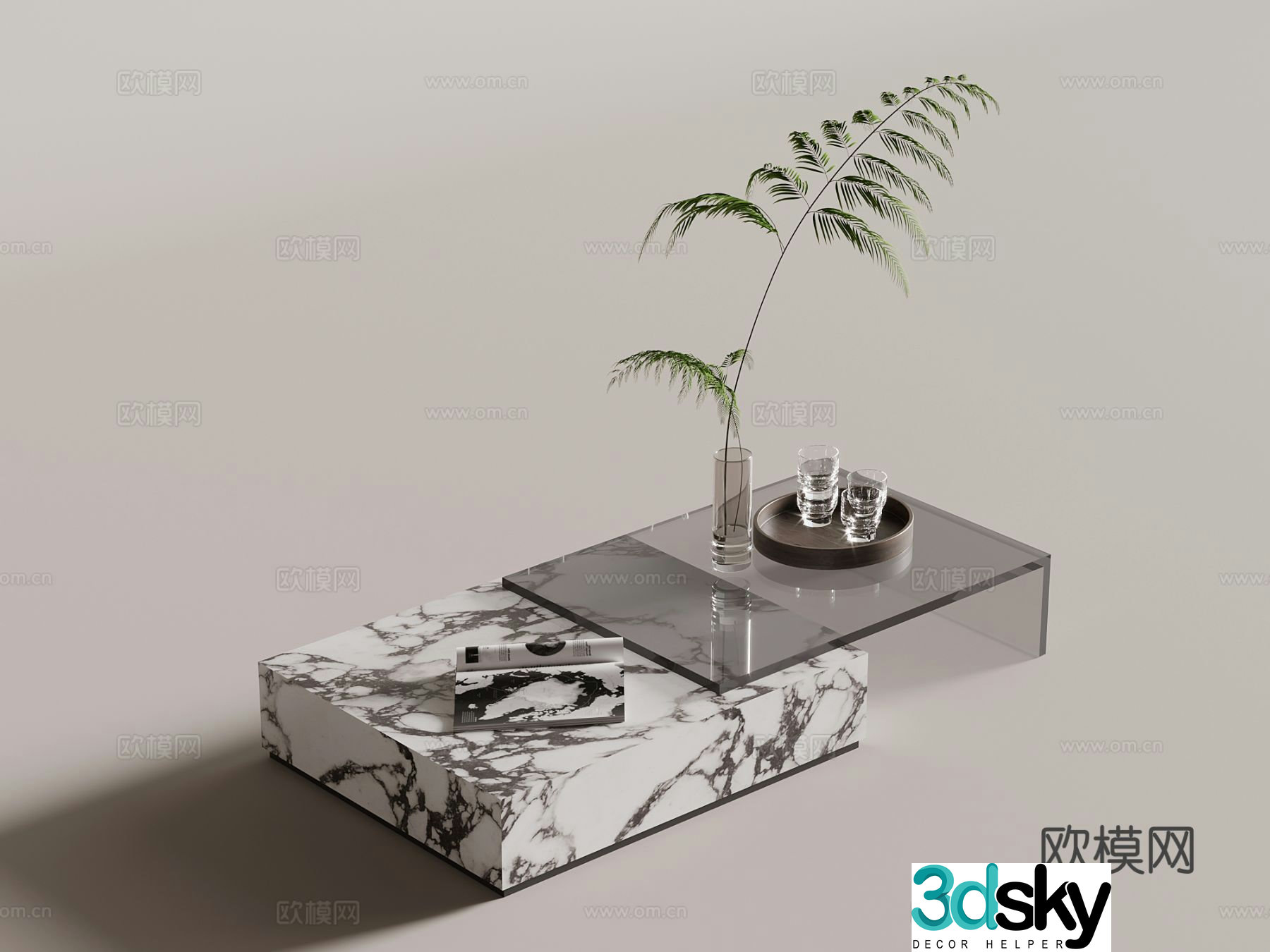 Modern double coffee table 3d model