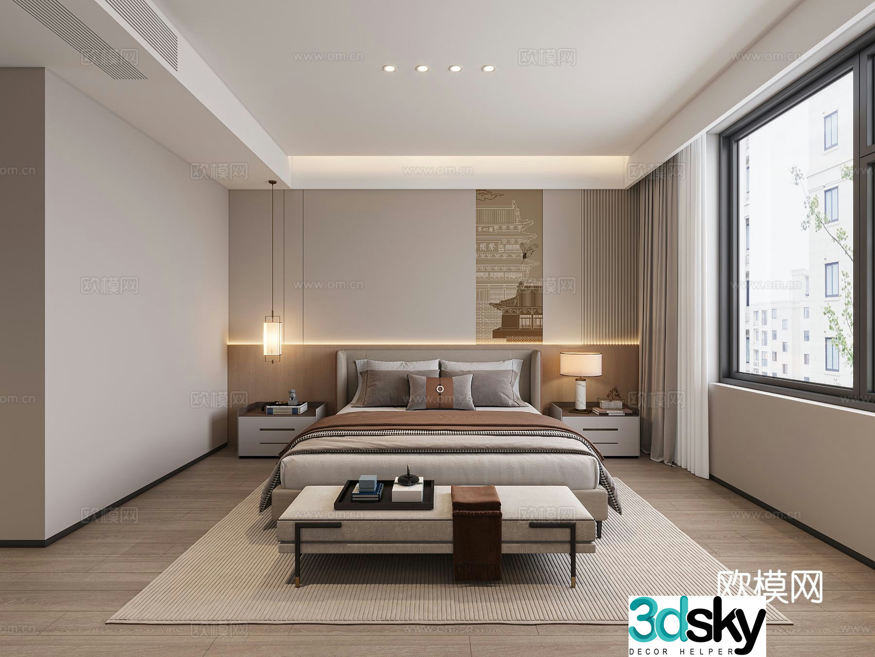 New Chinese style bedroom master bedroom 3d model
