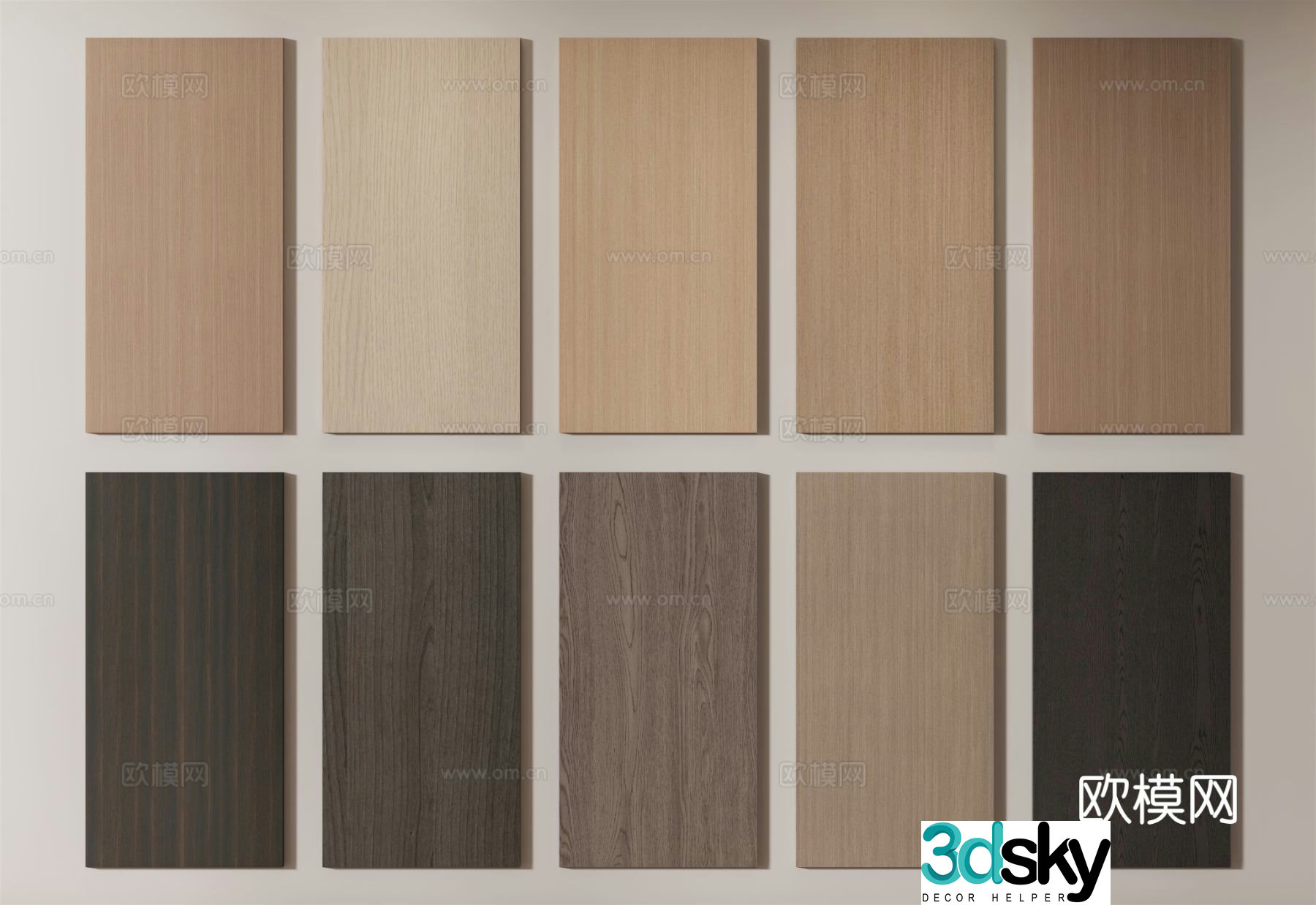 New Chinese style wainscoting wood grain board wood 3d model