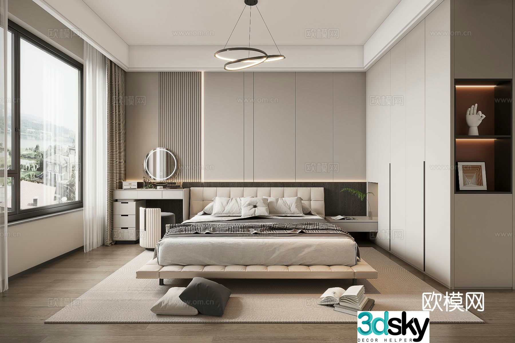 Modern minimalist bedroom master bedroom 3d model